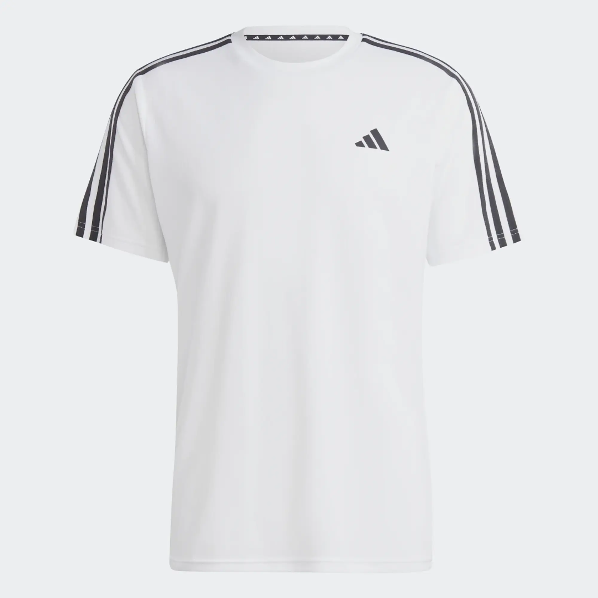 Adidas Training Essential 3 Stripe T-Shirt In White