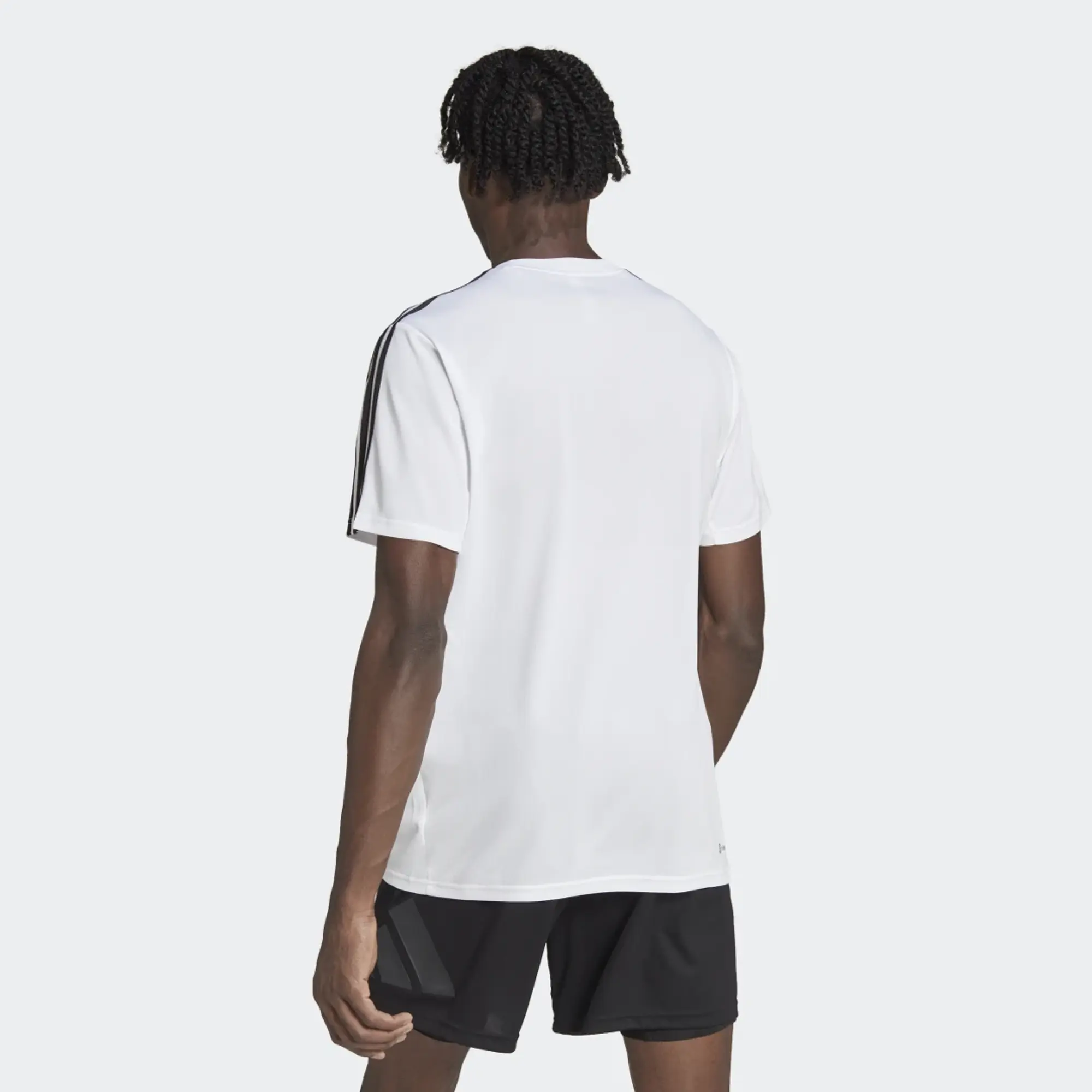 Adidas Training Essential 3 Stripe T-Shirt In White