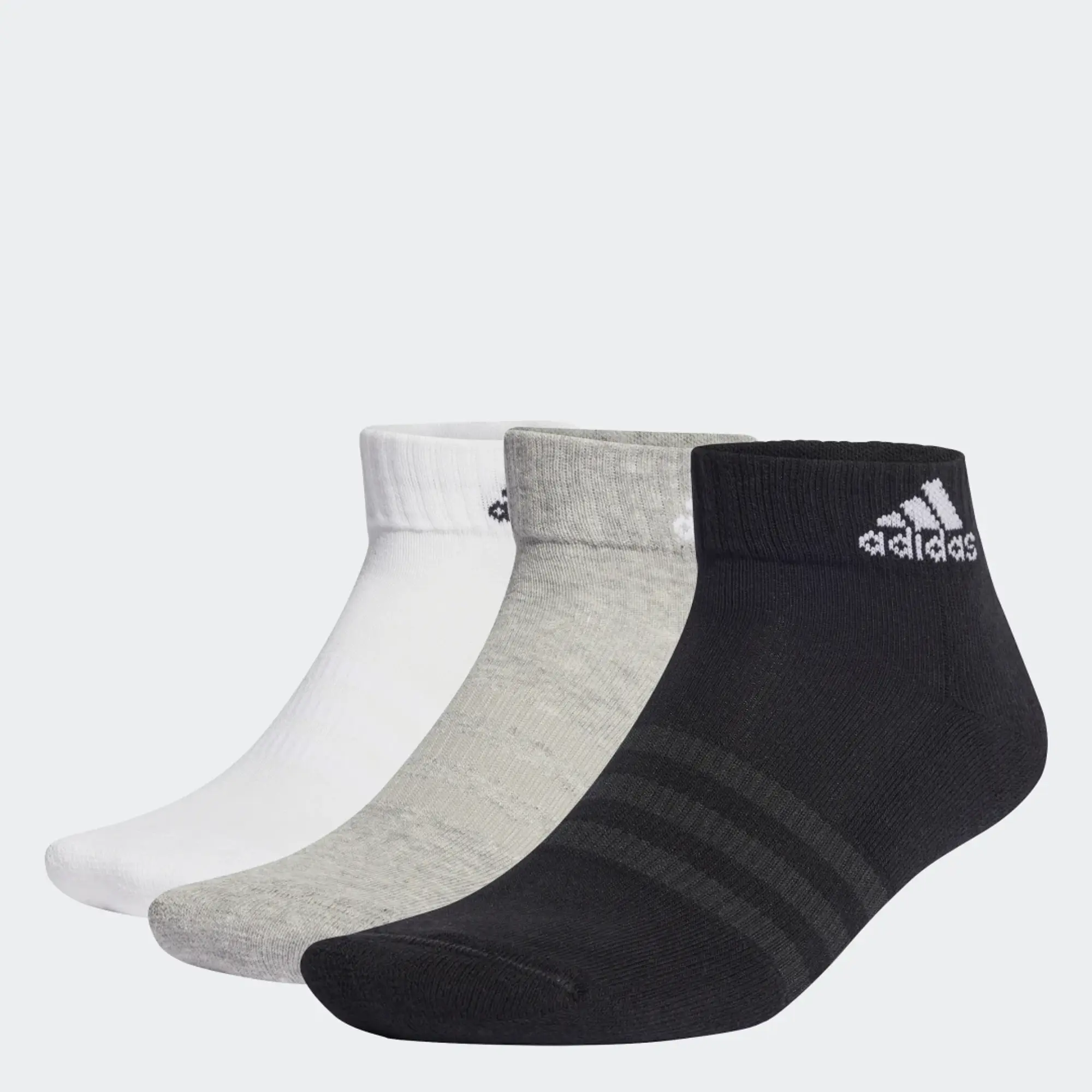 Adidas Cushioned Sportswear 6 Pack Ankle Socks In Grey, Black & White-Multi