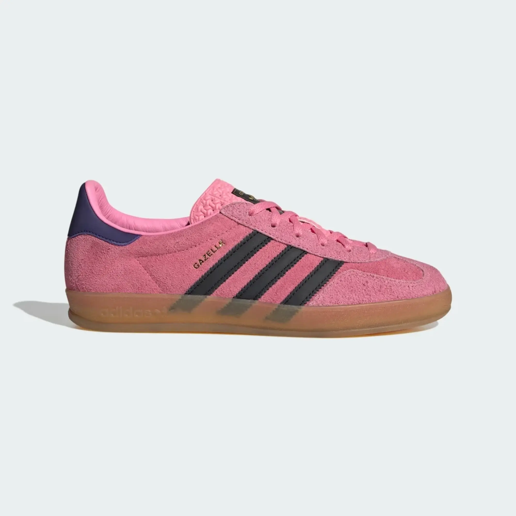 Adidas Originals Gazelle Indoor Trainers In Pink And Black With Gum Sole