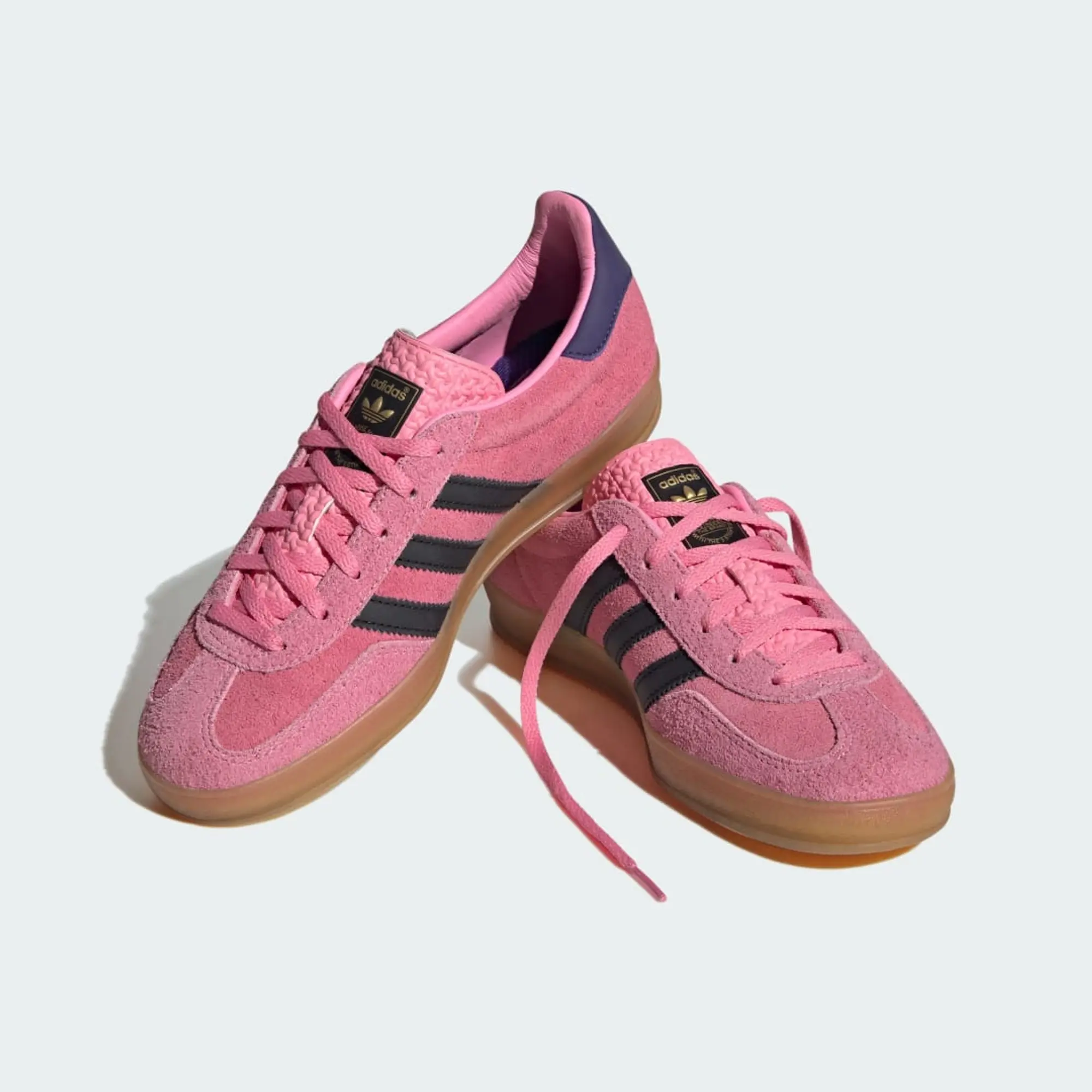 Adidas Originals Gazelle Indoor Trainers In Pink And Black With Gum Sole