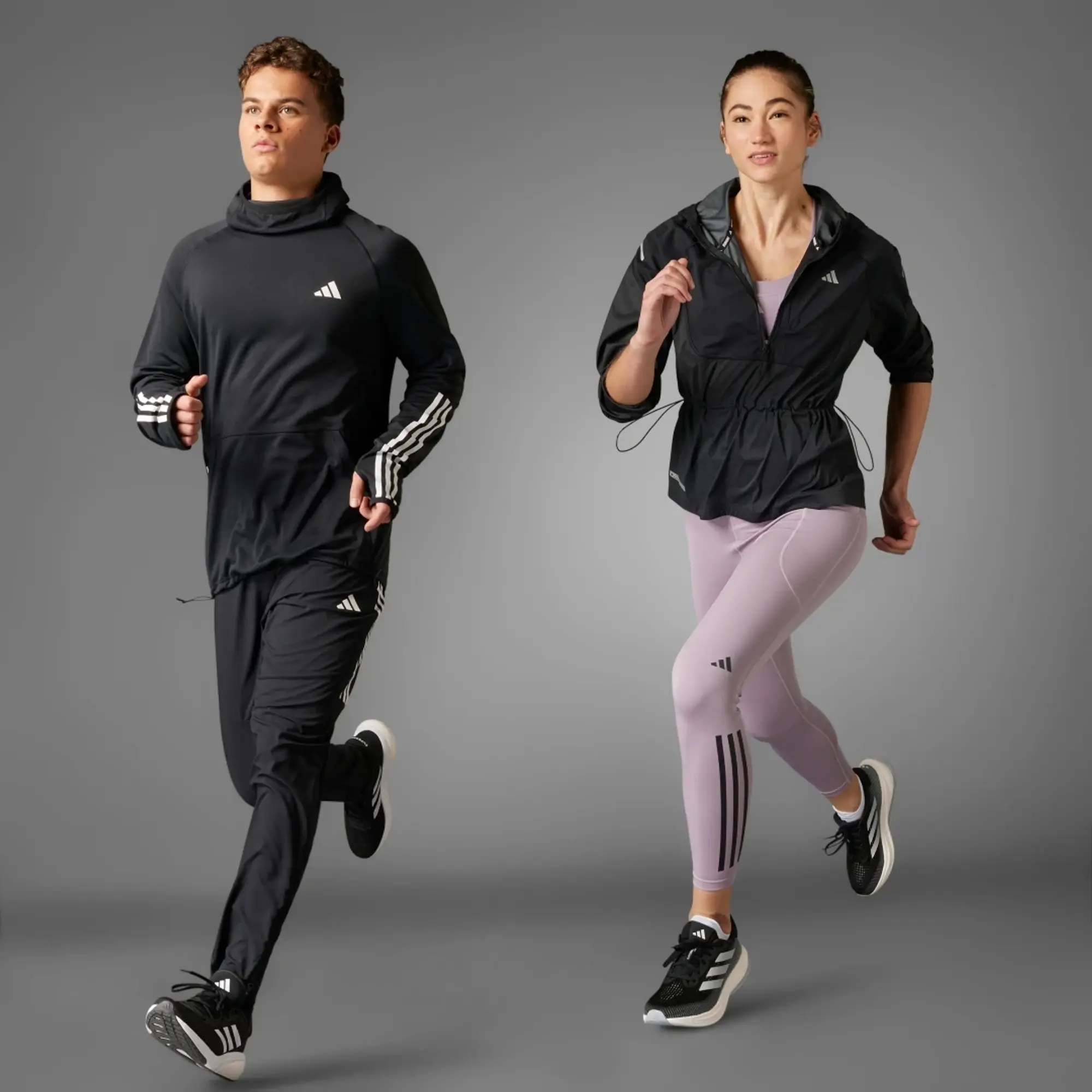 adidas Men Own the Run 3 Stripes Hoodie
