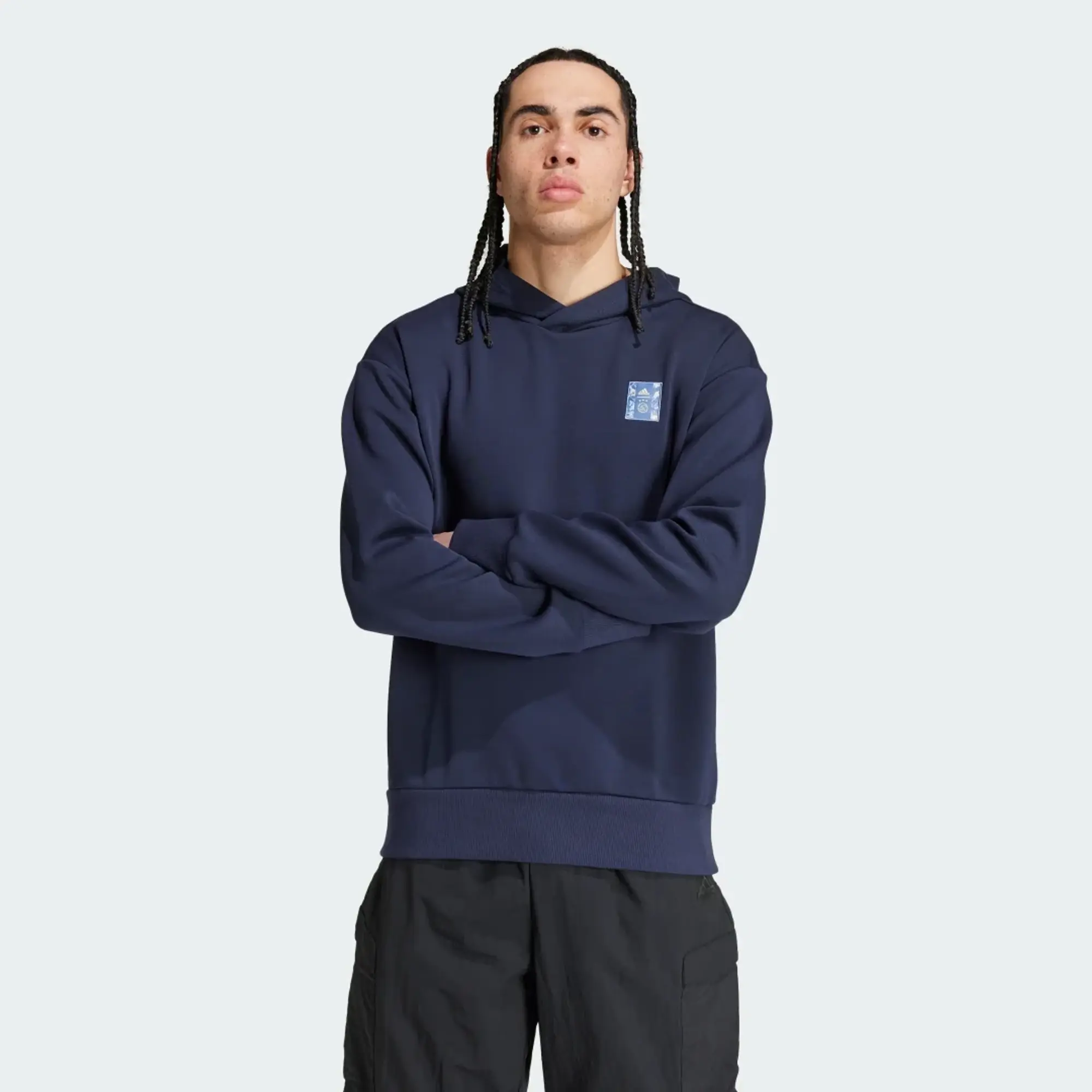Adidas Performance Ajax Amsterdam Seasonal Doubleknit Hoodie In Legend Ink-Blue