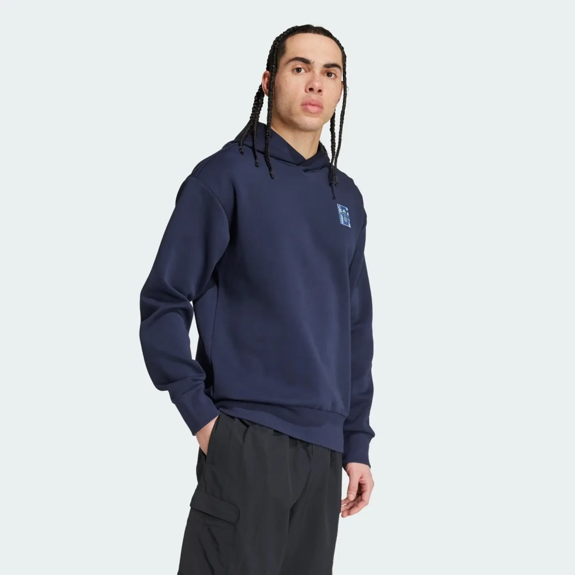 Adidas Performance Ajax Amsterdam Seasonal Doubleknit Hoodie In Legend Ink-Blue