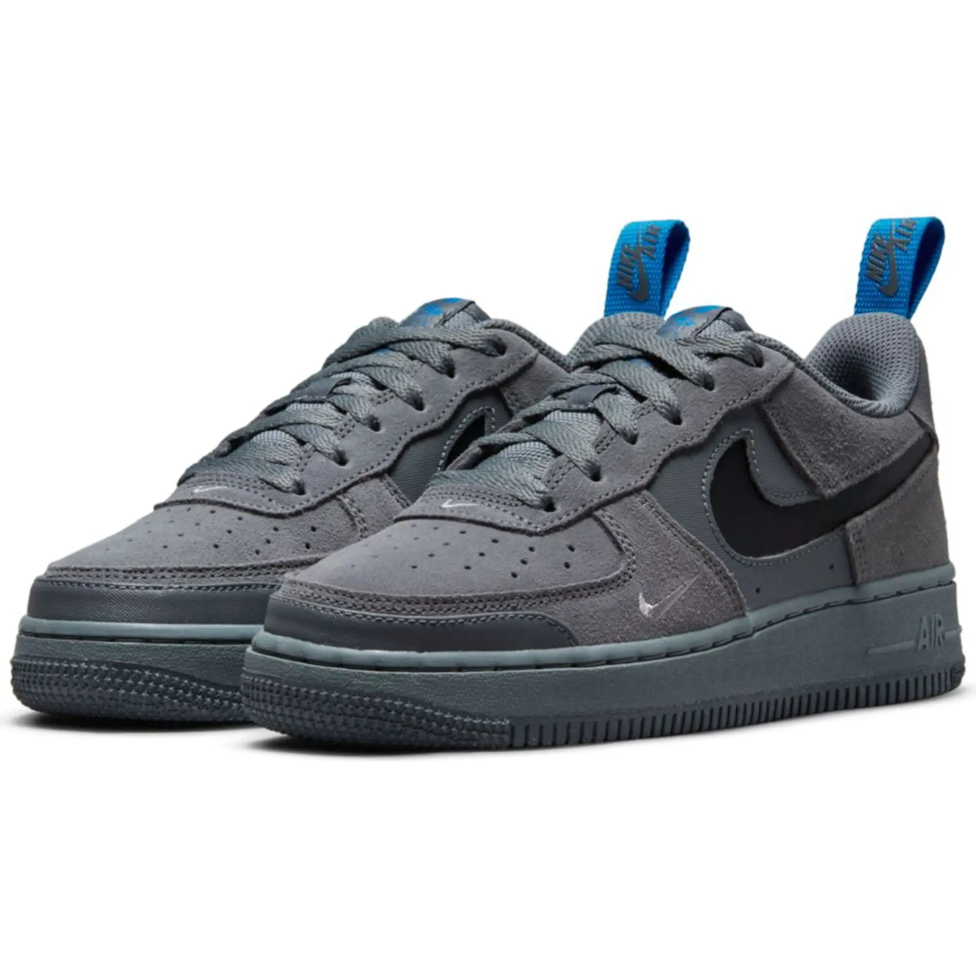 Nike Nike Air Force 1 Low Cut Out Swoosh Smoke Grey GS