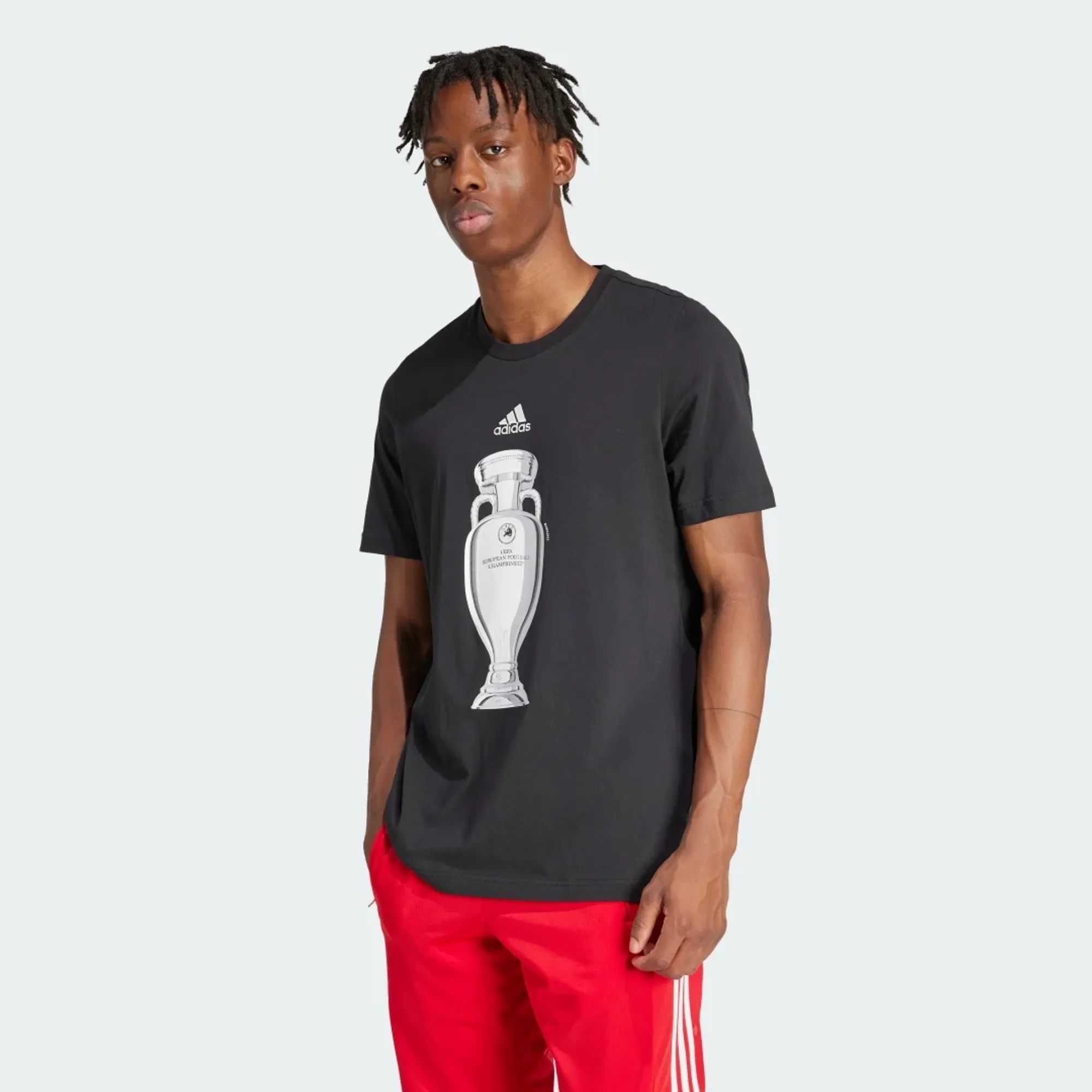 adidas Euro 2024 Official Emblem Trophy T-Shirt - Black Men's