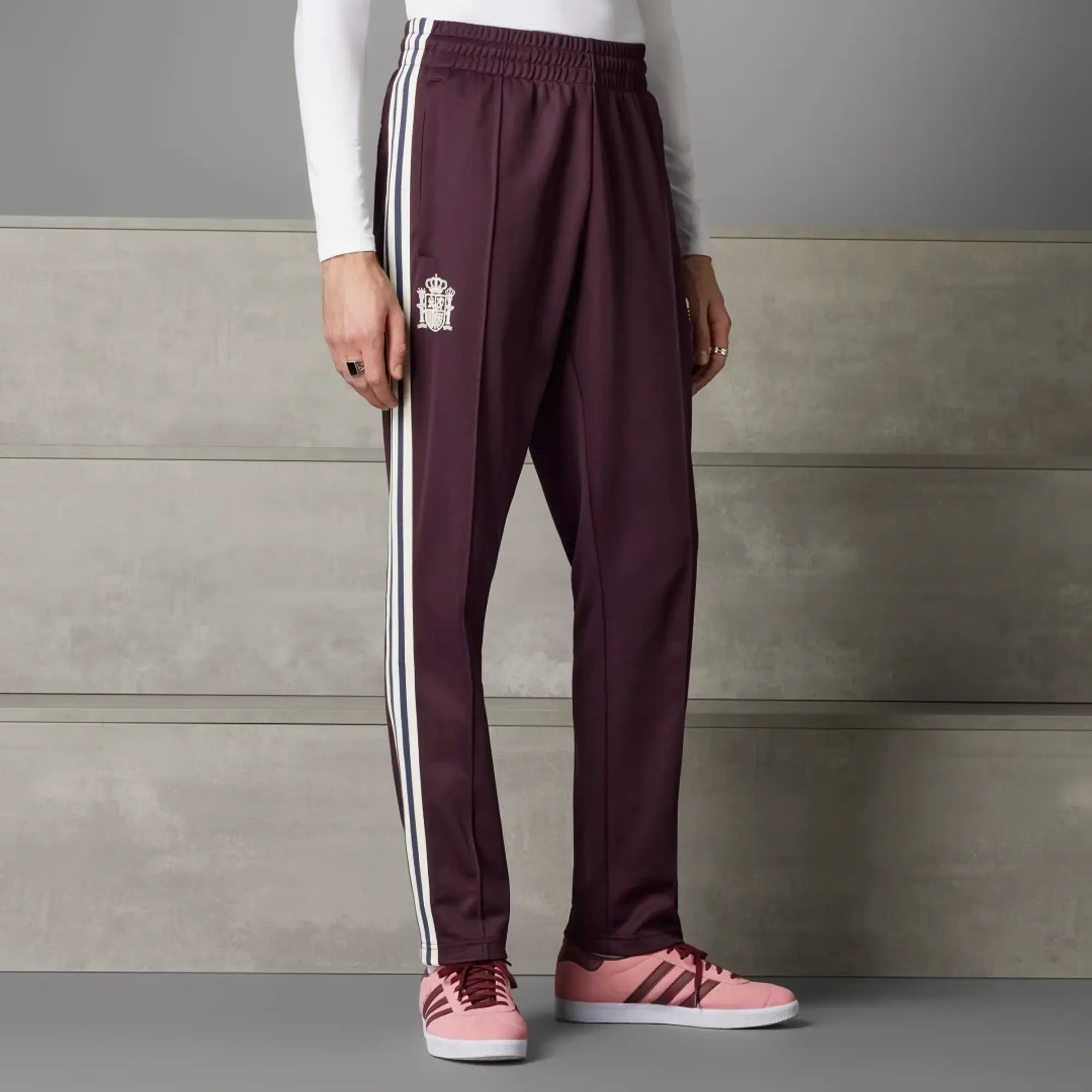 Spain adidas Originals Beckenbauer Track Pants Maroon IU2135 FOOTY.COM