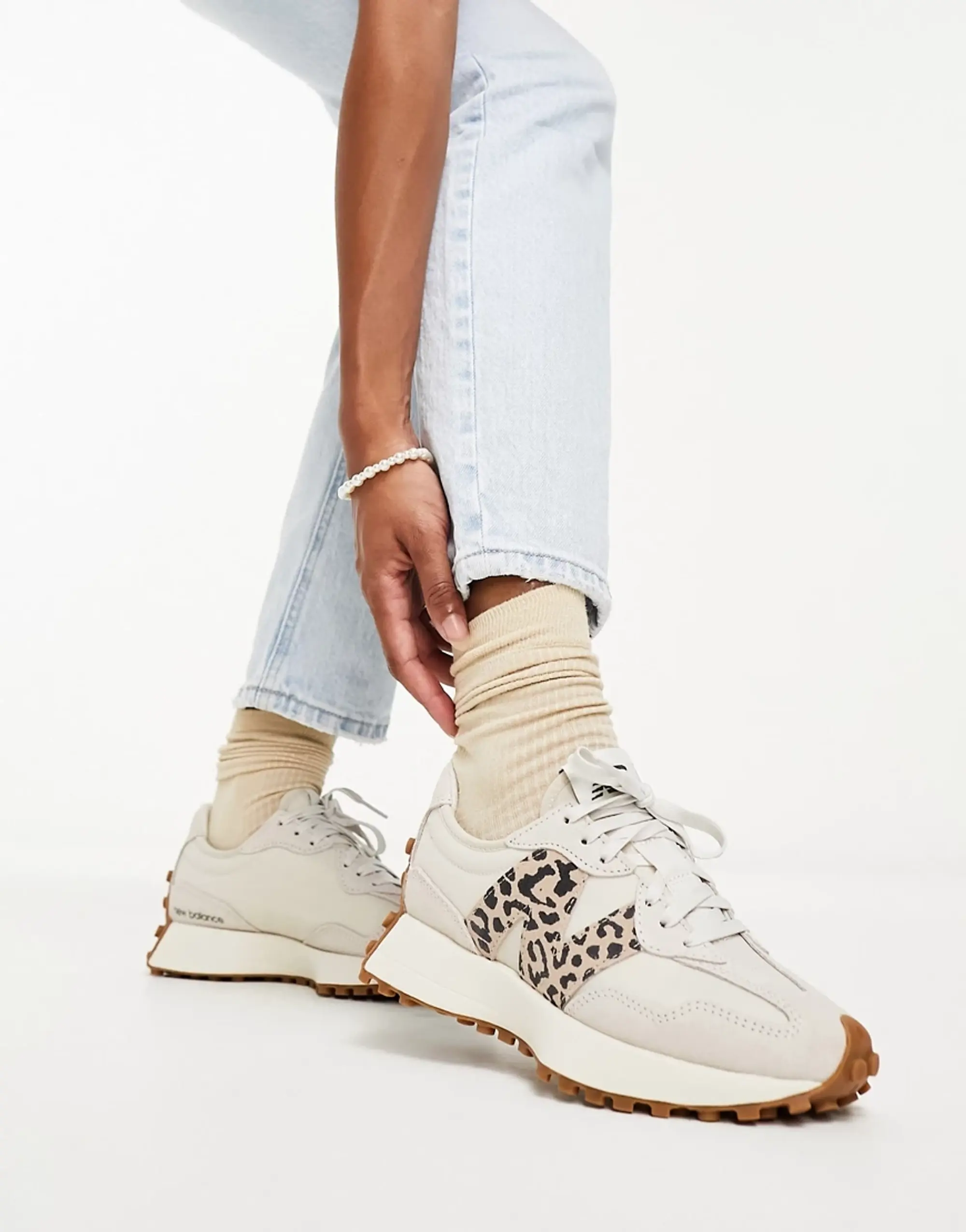 New Balance 327 Animal Trainers In Off White And Leopard