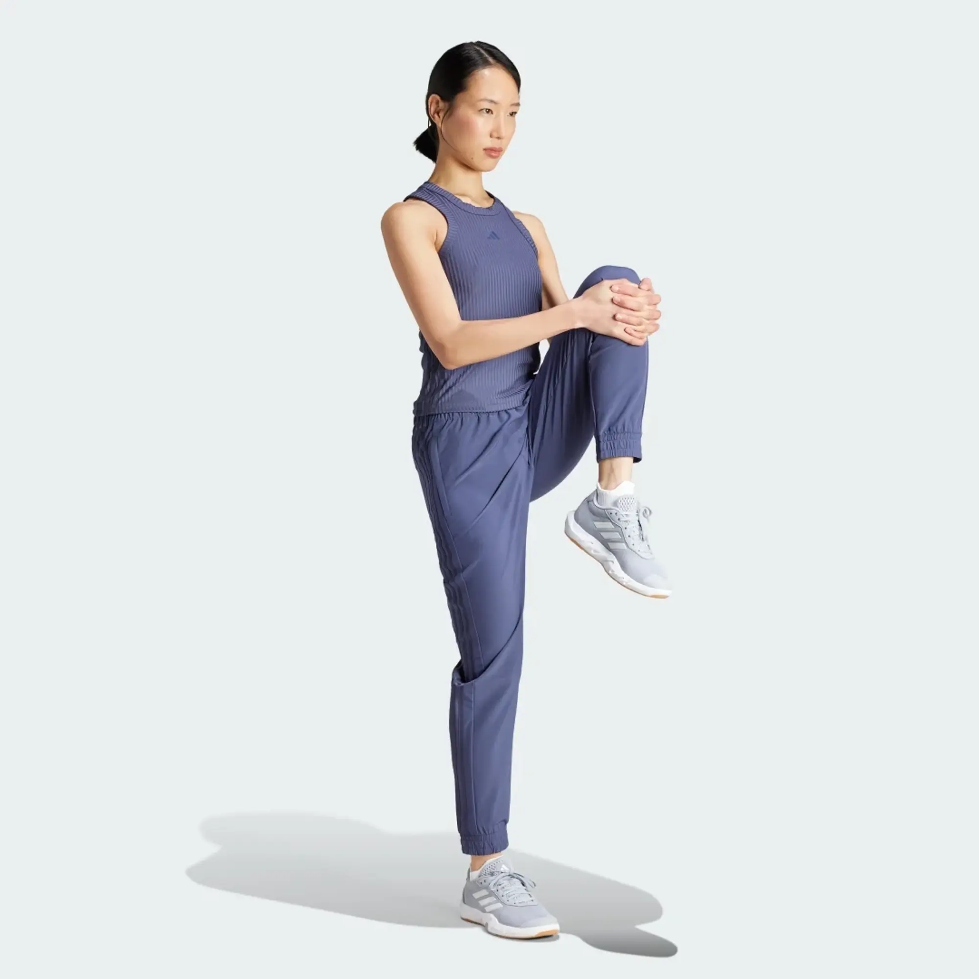adidas All Gym Seasonal Rib Tight Fit Tonal 3-Stripes Tank Top