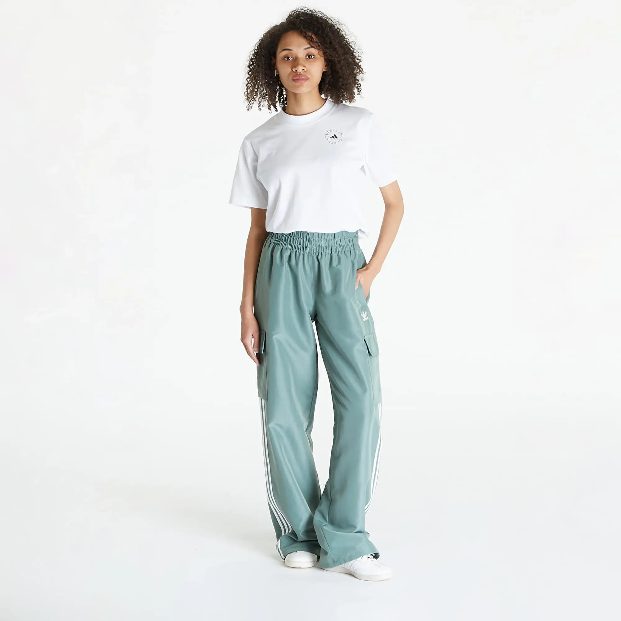 adidas Originals Womens 3-Stripe Cargo Pant - Green - Size L - Green
