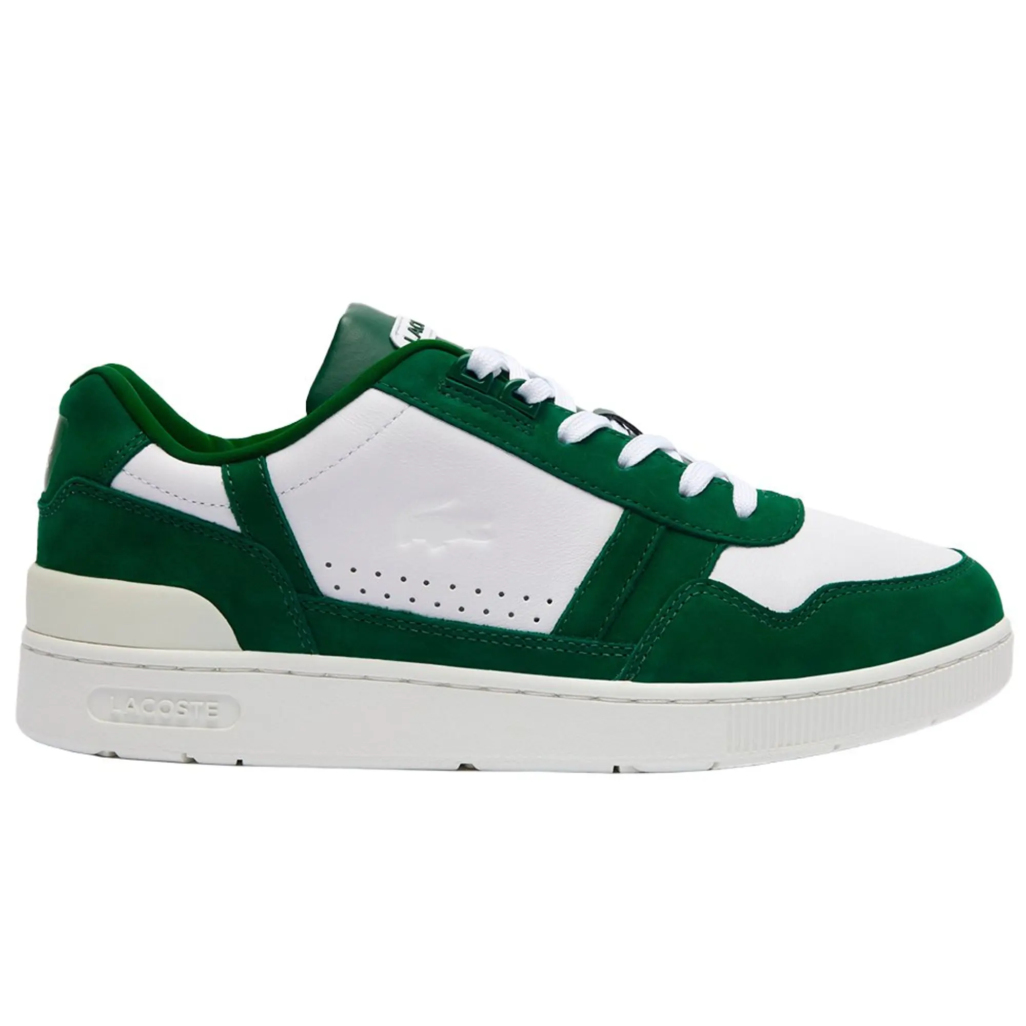 Lacoste Men's T-Clip Leather Sneakers - White & Dark Green