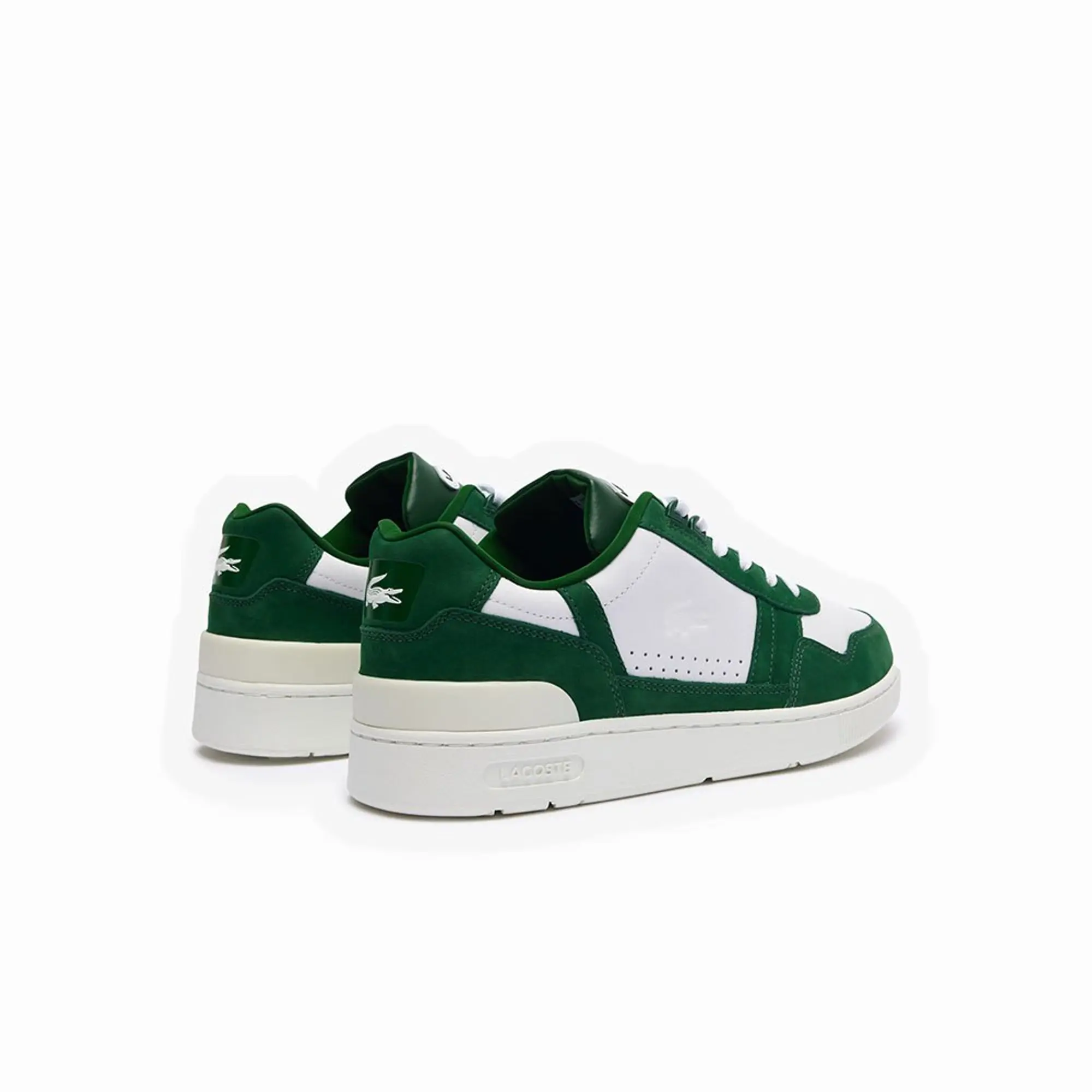 Lacoste Men's T-Clip Leather Sneakers - White & Dark Green