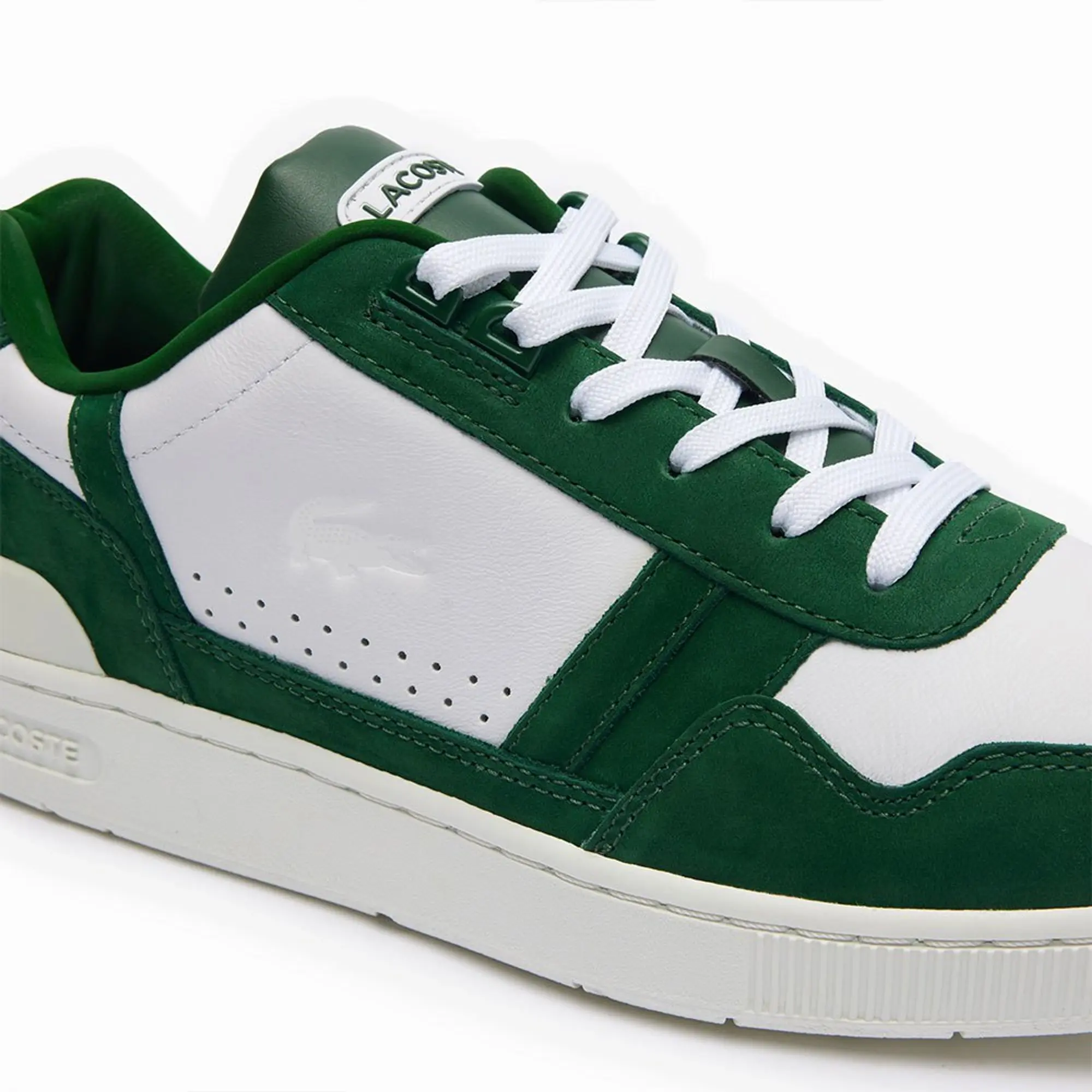 Lacoste Men's T-Clip Leather Sneakers - White & Dark Green