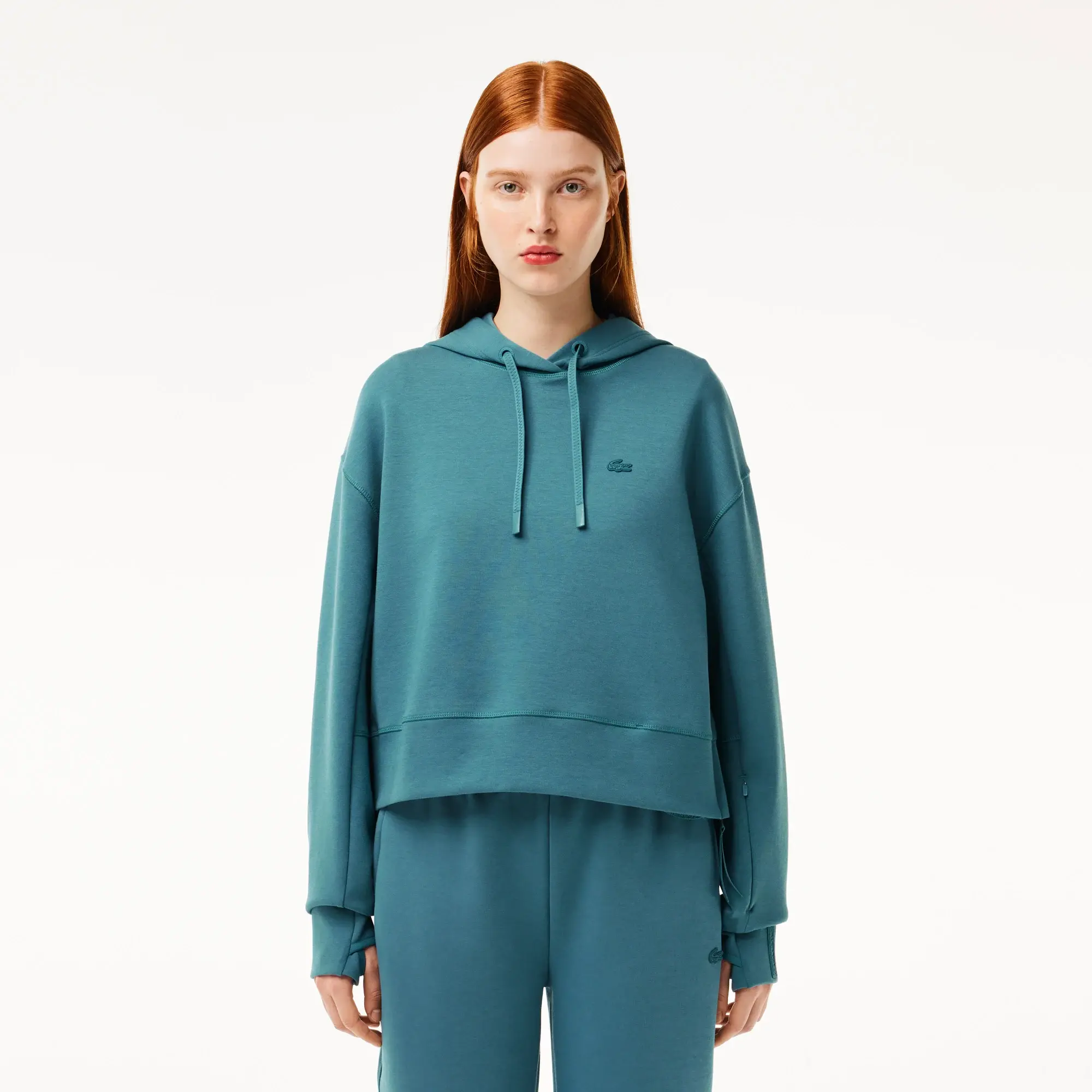 Lacoste Cropped Hoodie - Hydro Blue