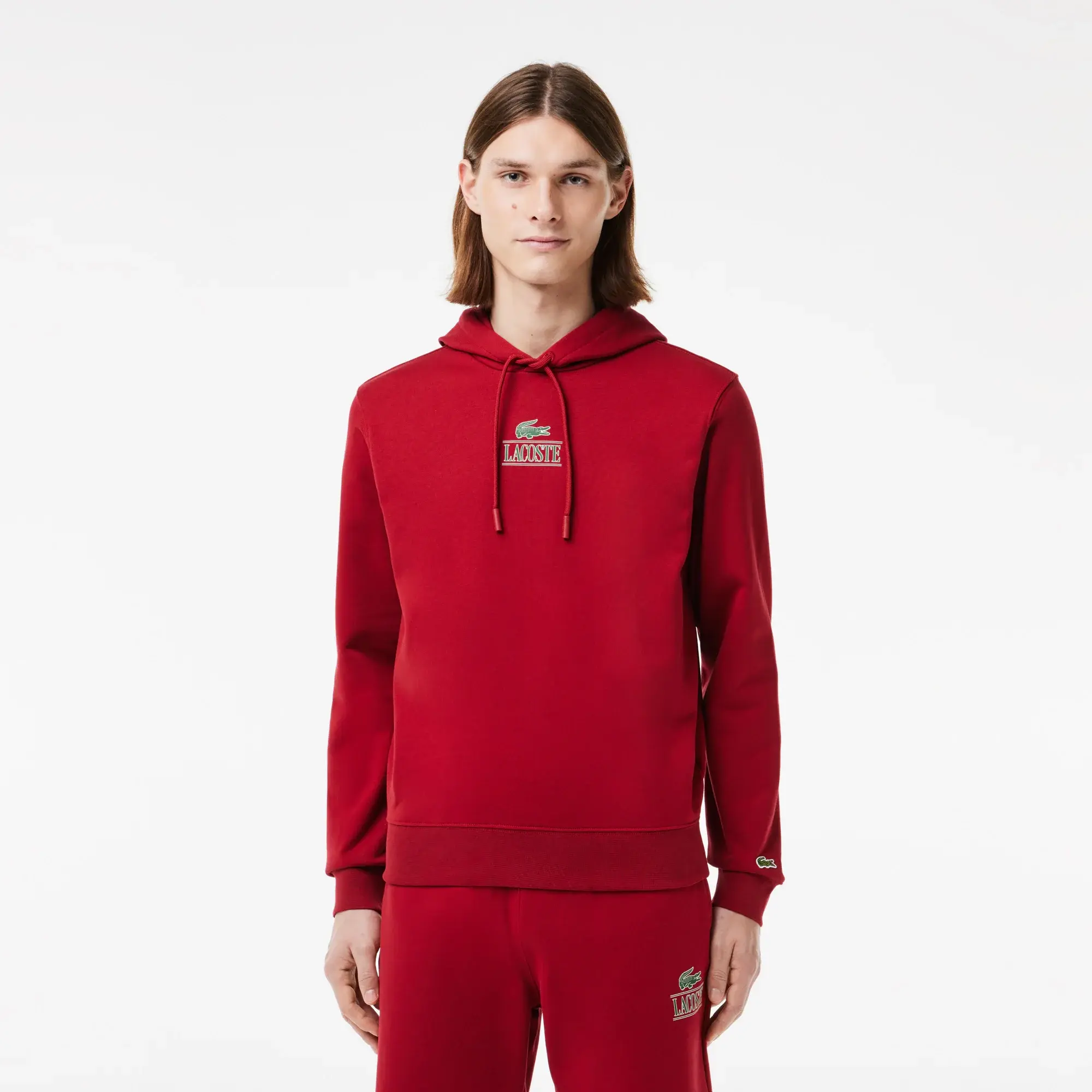 Lacoste Print Hoodie - Bordeaux