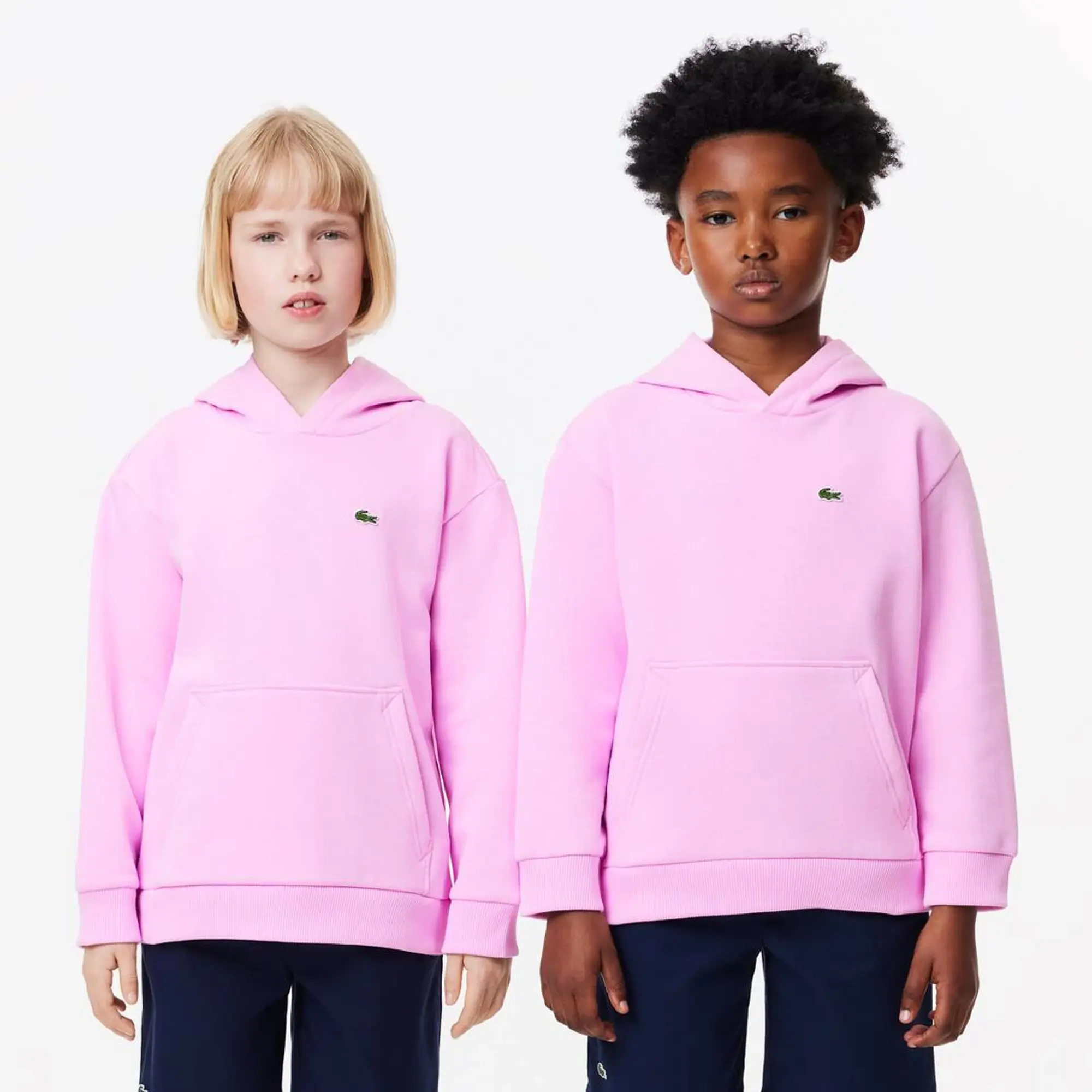 Lacoste Kids’ Organic Cotton Flannel Hoodie - Pink
