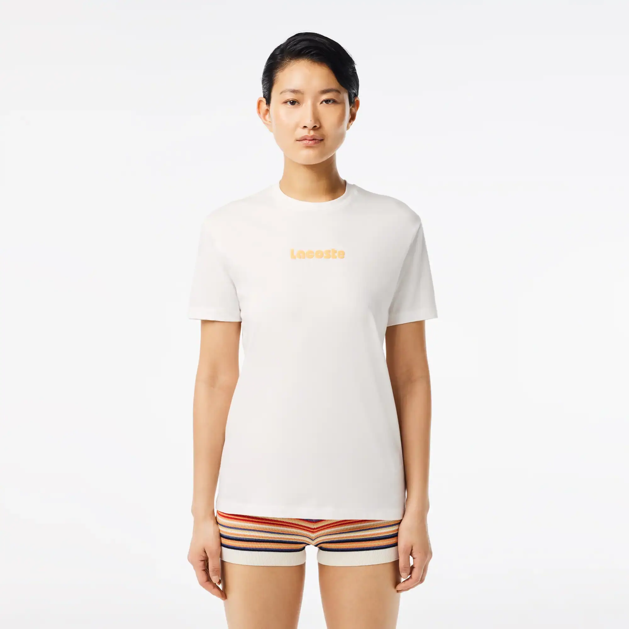 Lacoste Vintage Print Soft Cotton Jersey T-shirt - White