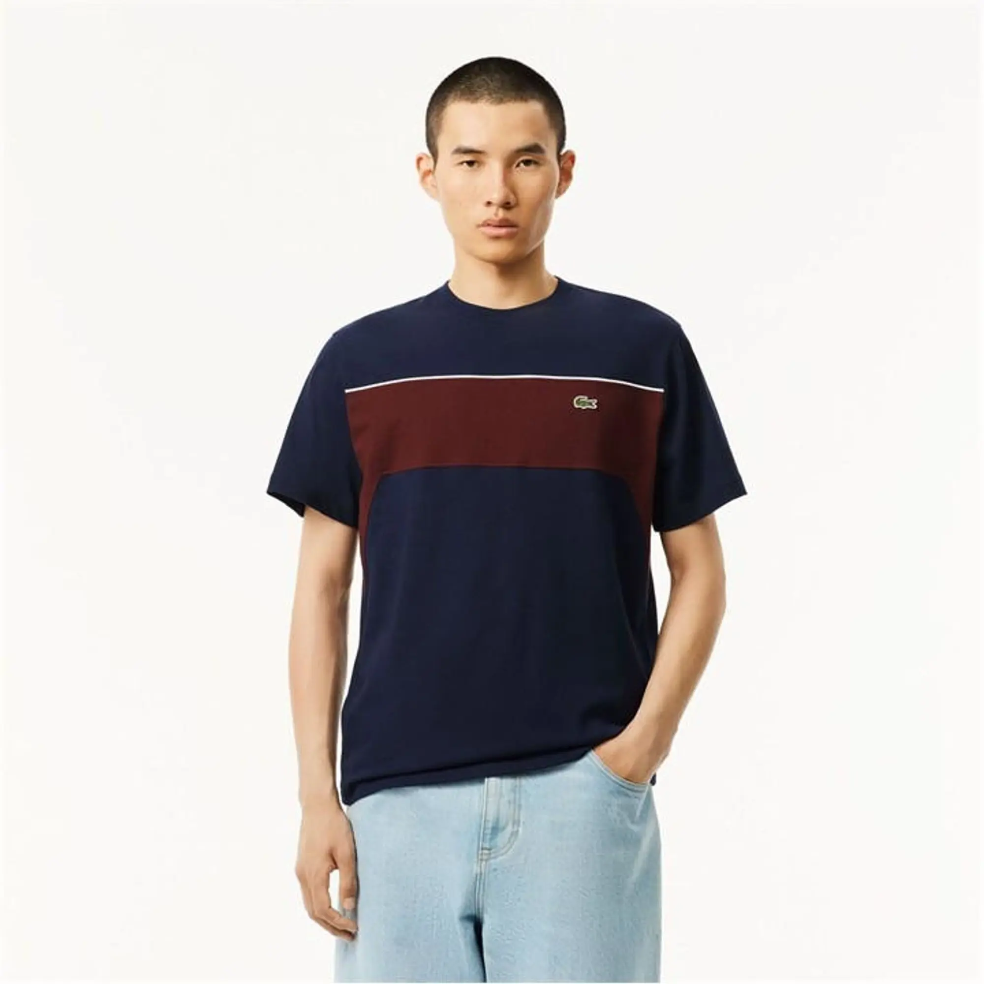 Lacoste Cotton Colour-Block T-shirt - Navy Blue / Bordeaux