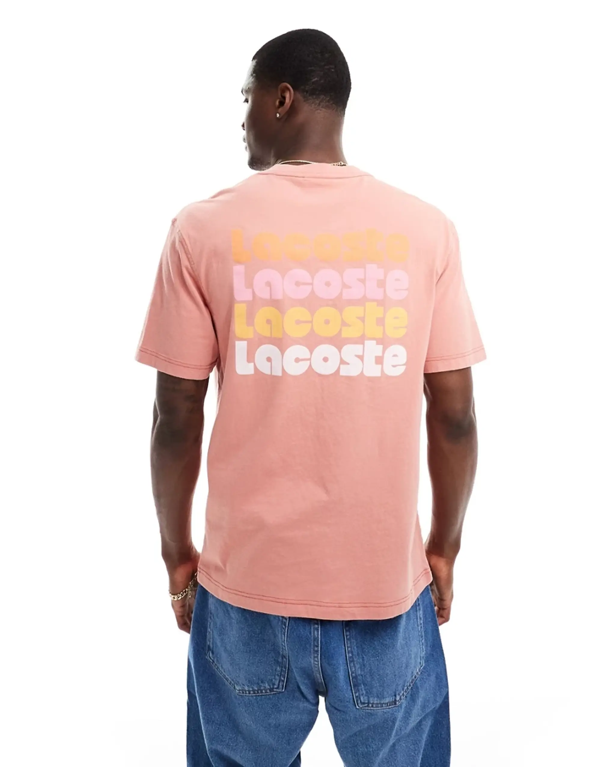Lacoste Washed Effect Ombré Print T-shirt - Sierra Red