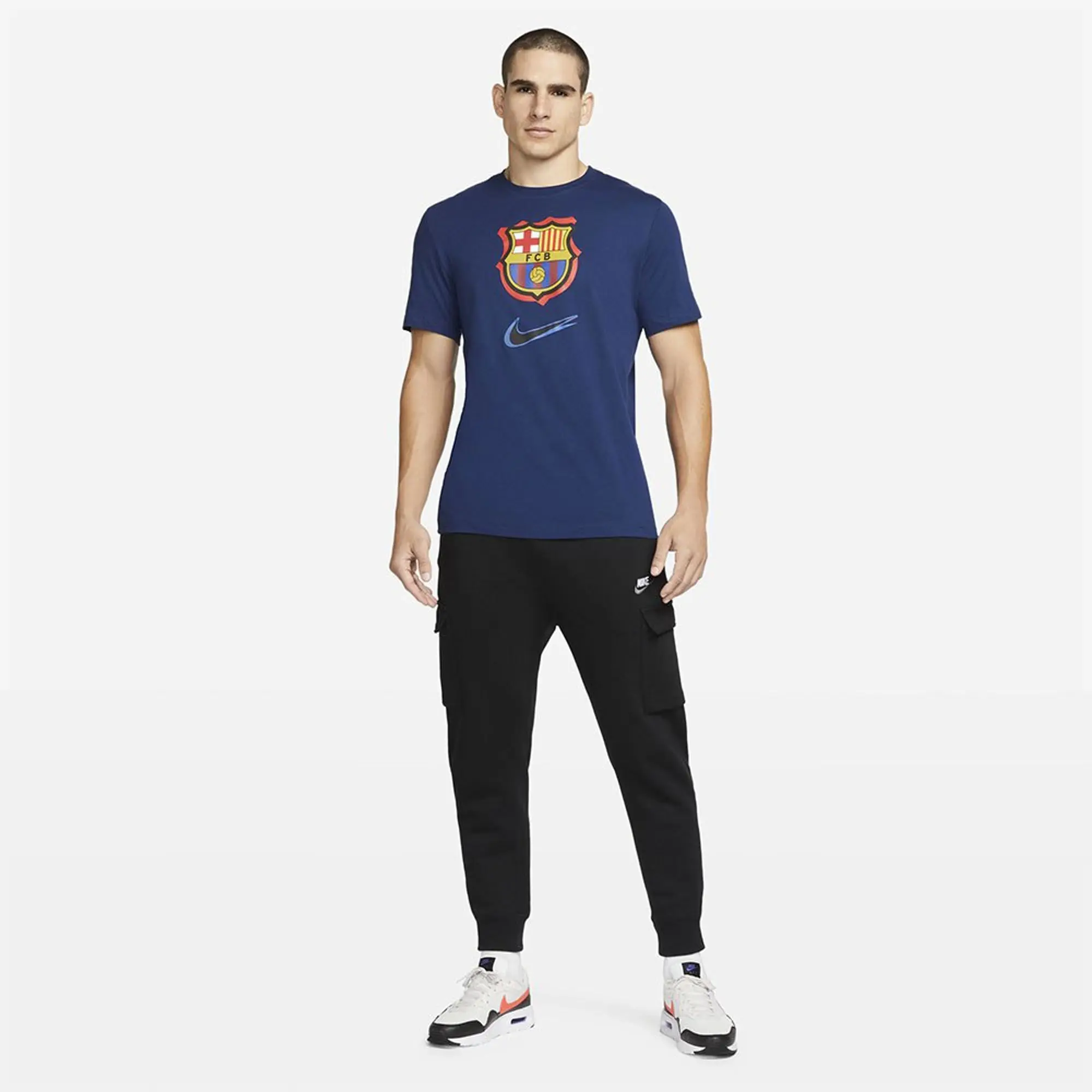 Nike Fc Barcelona Crest 92 Trap 22 23 Short Sleeve T shirt Blue DJ7459 492 FOOTY.COM