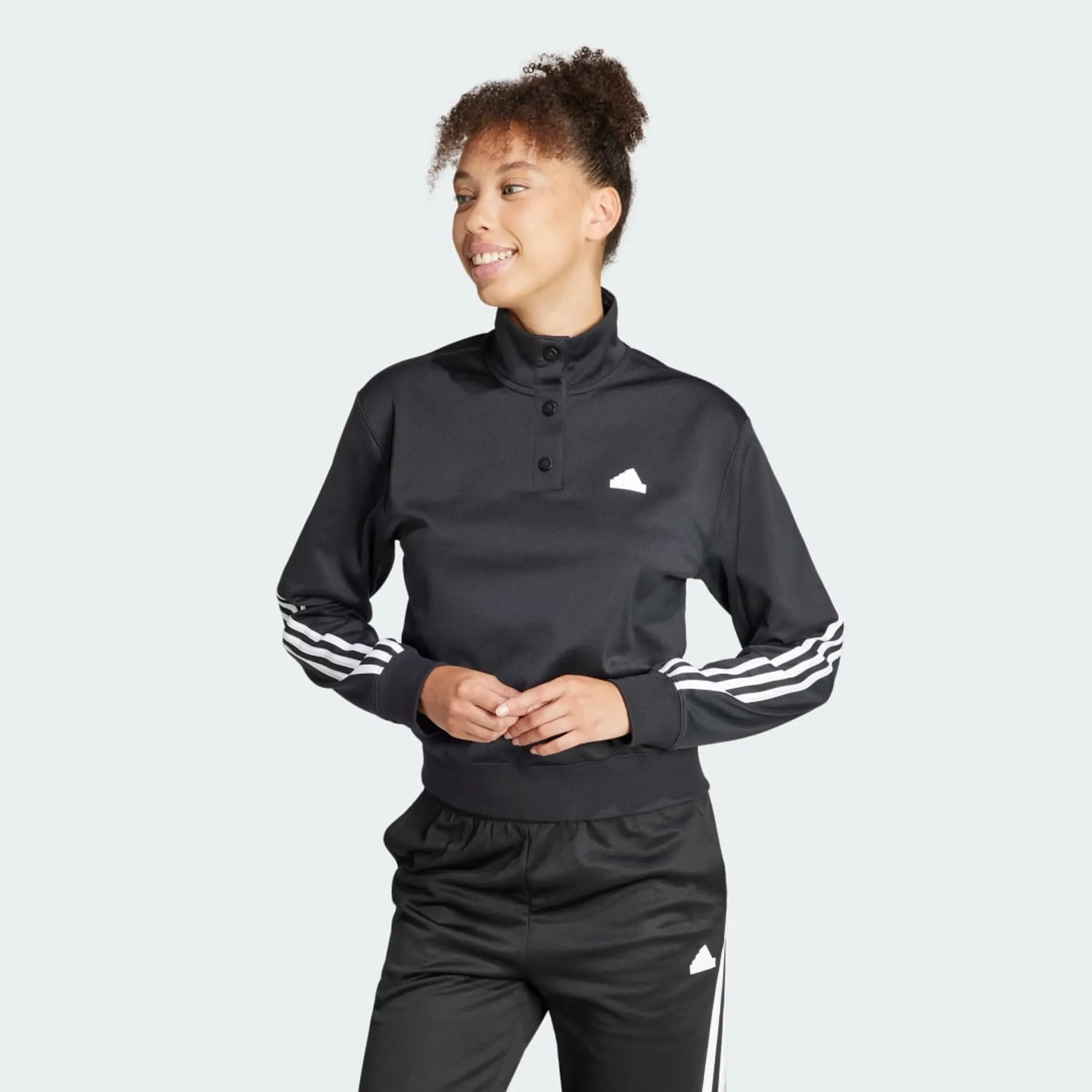 Adidas Iconic 3 Stripes Tracksuit Jacket  - Black