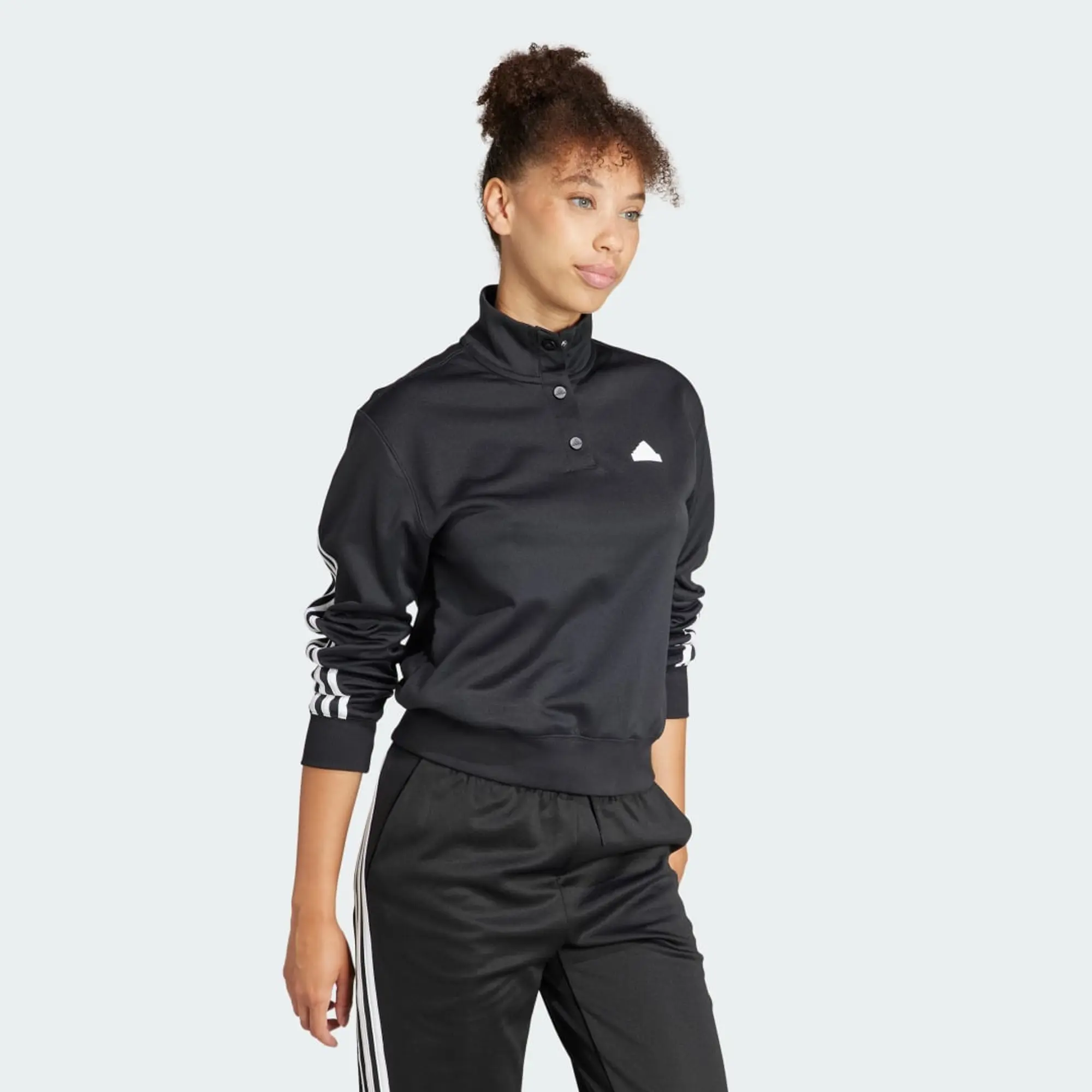 Adidas Iconic 3 Stripes Tracksuit Jacket  - Black