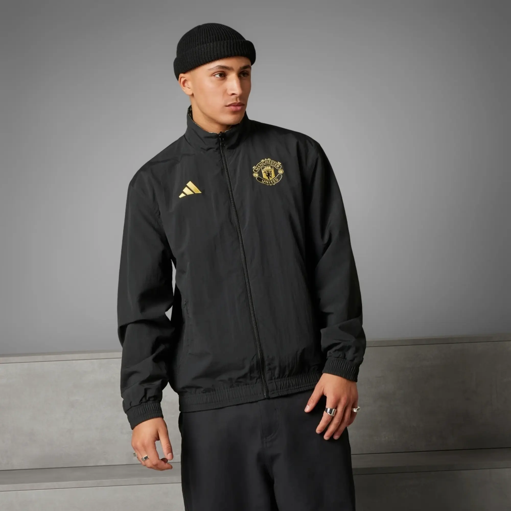Manchester United adidas Stone Roses Reversible Anthem Jacket - Black