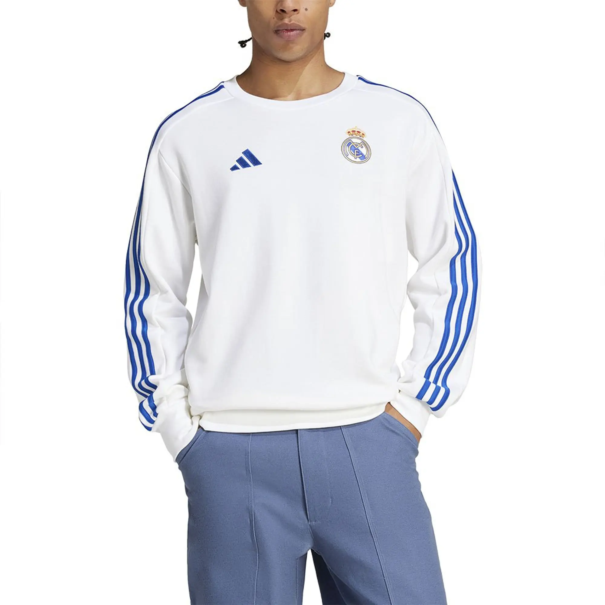 Real Madrid DNA Sweat Top (White) 2024-2025 Men's Polyester Made By: Adidas