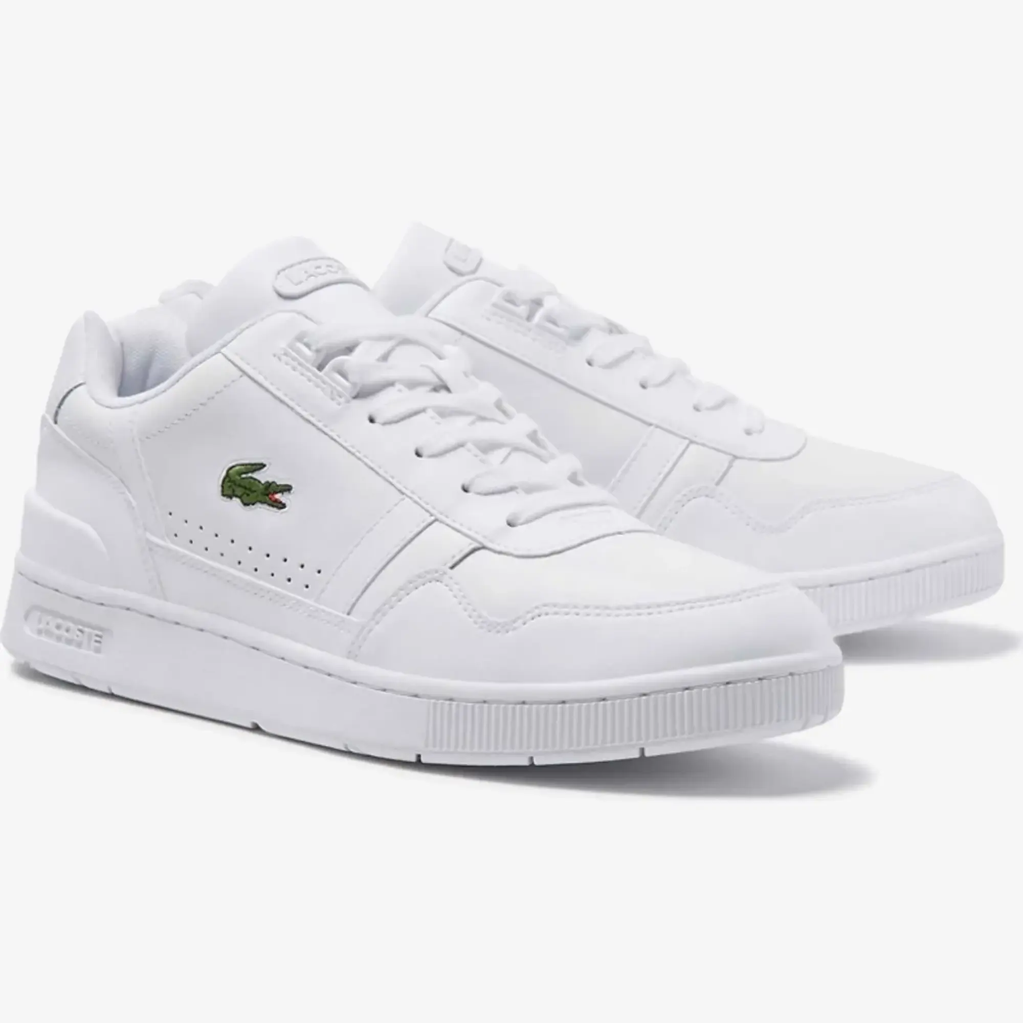 Lacoste Men's T-Clip Tricolour Leather and Suede Trainers - White, Navy & Red