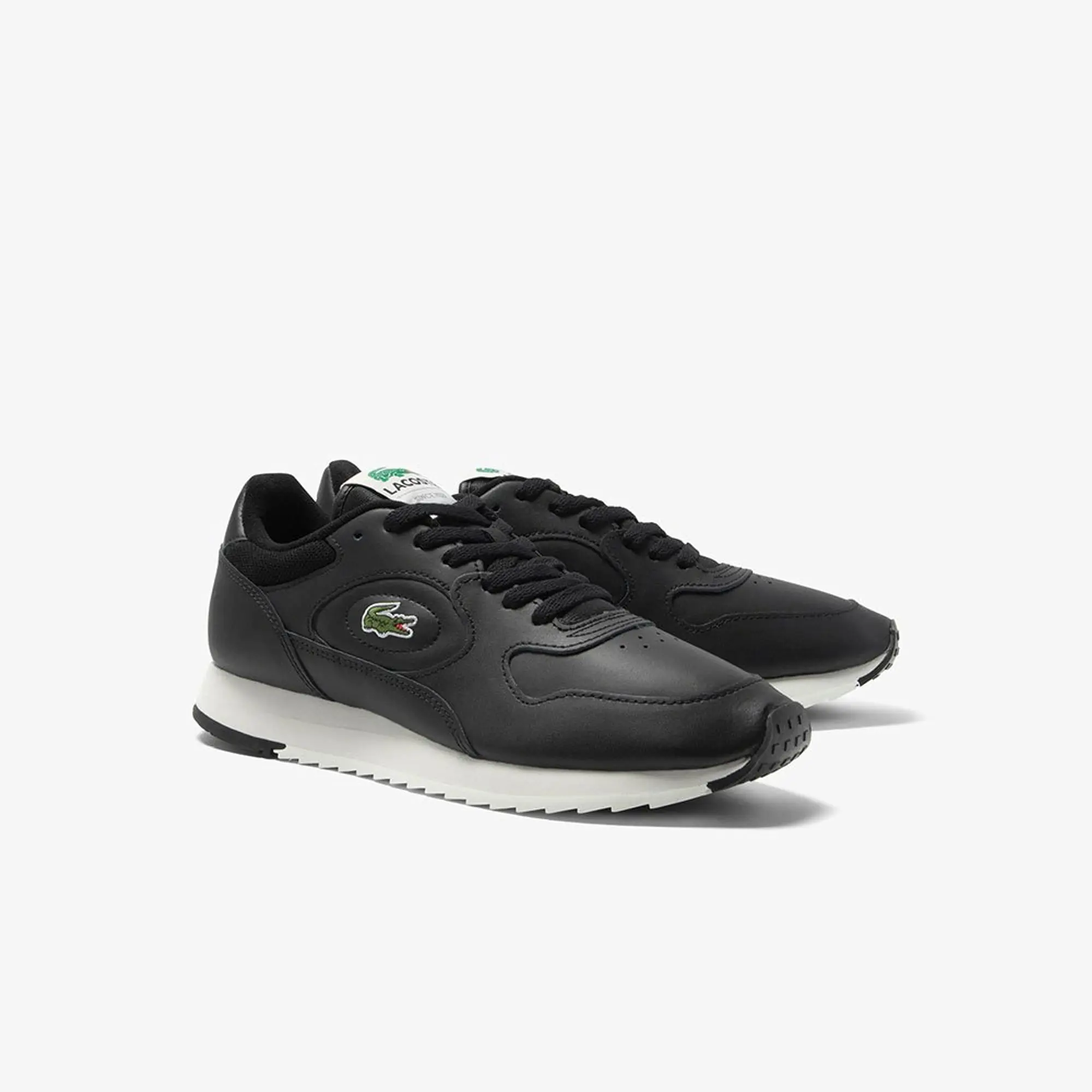 Lacoste Men's Linetrack Leather Trainers - Black & Off White