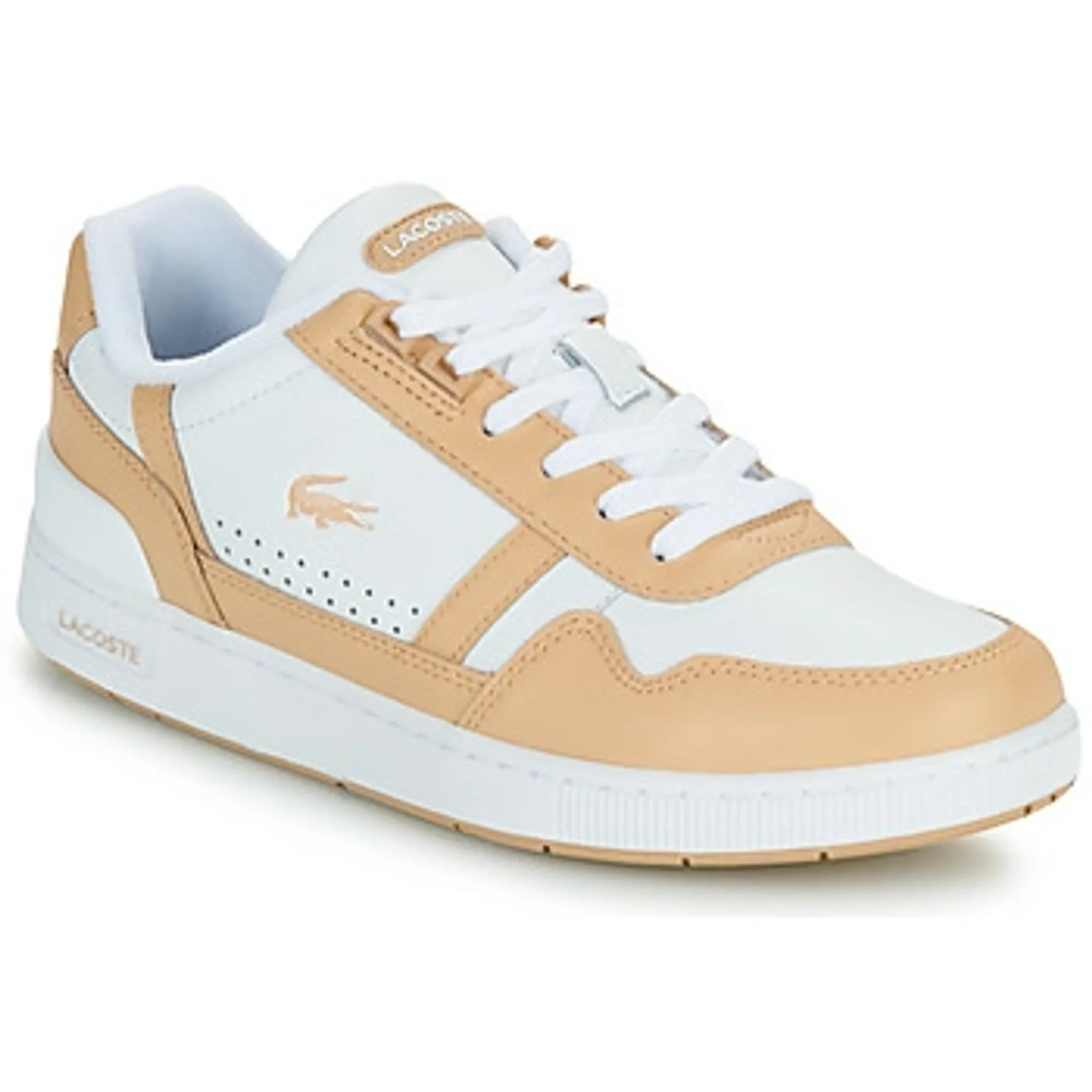 Lacoste Women's T-Clip Contrasted Leather Trainers - White / Light Brown