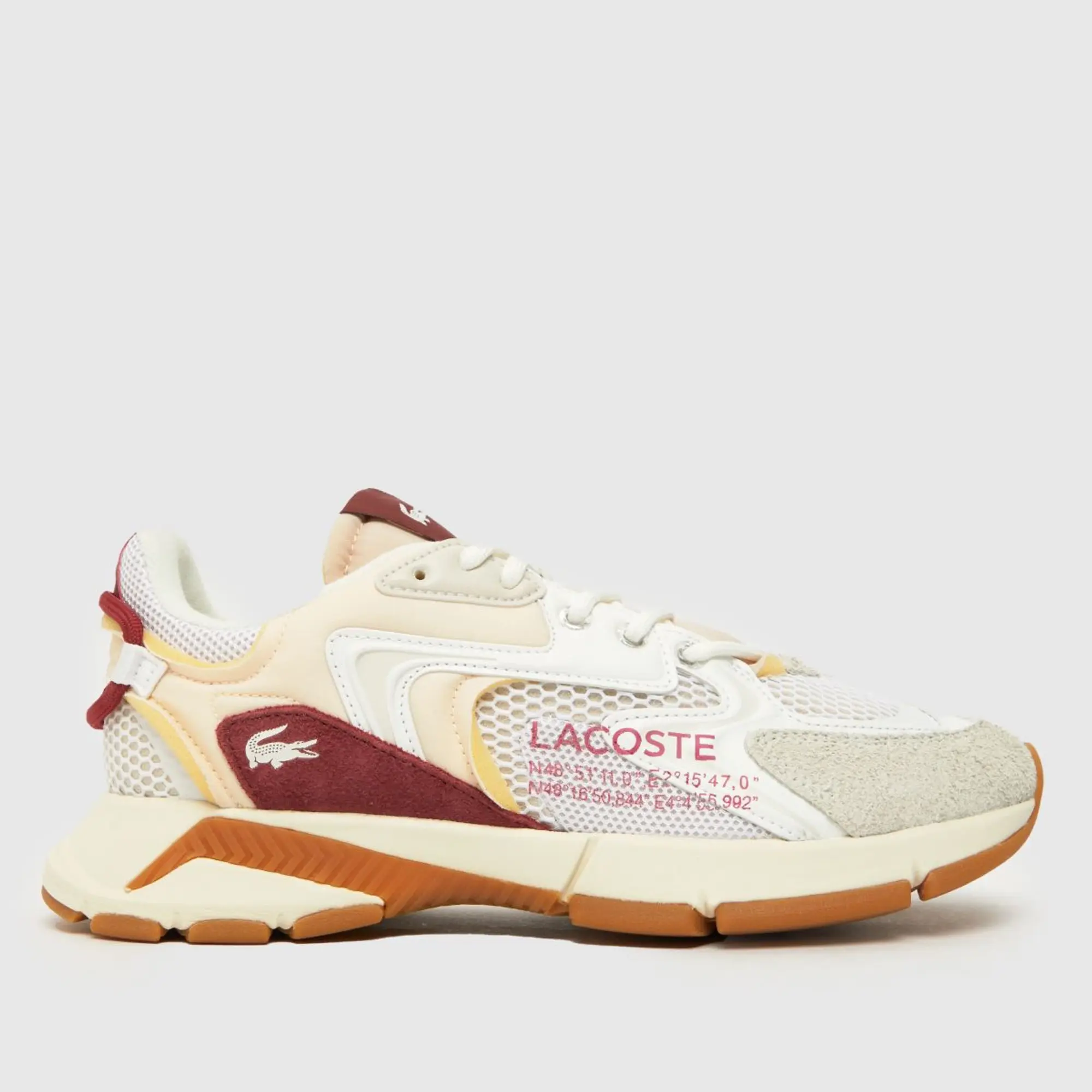 Lacoste l003 neo trainers in white & red