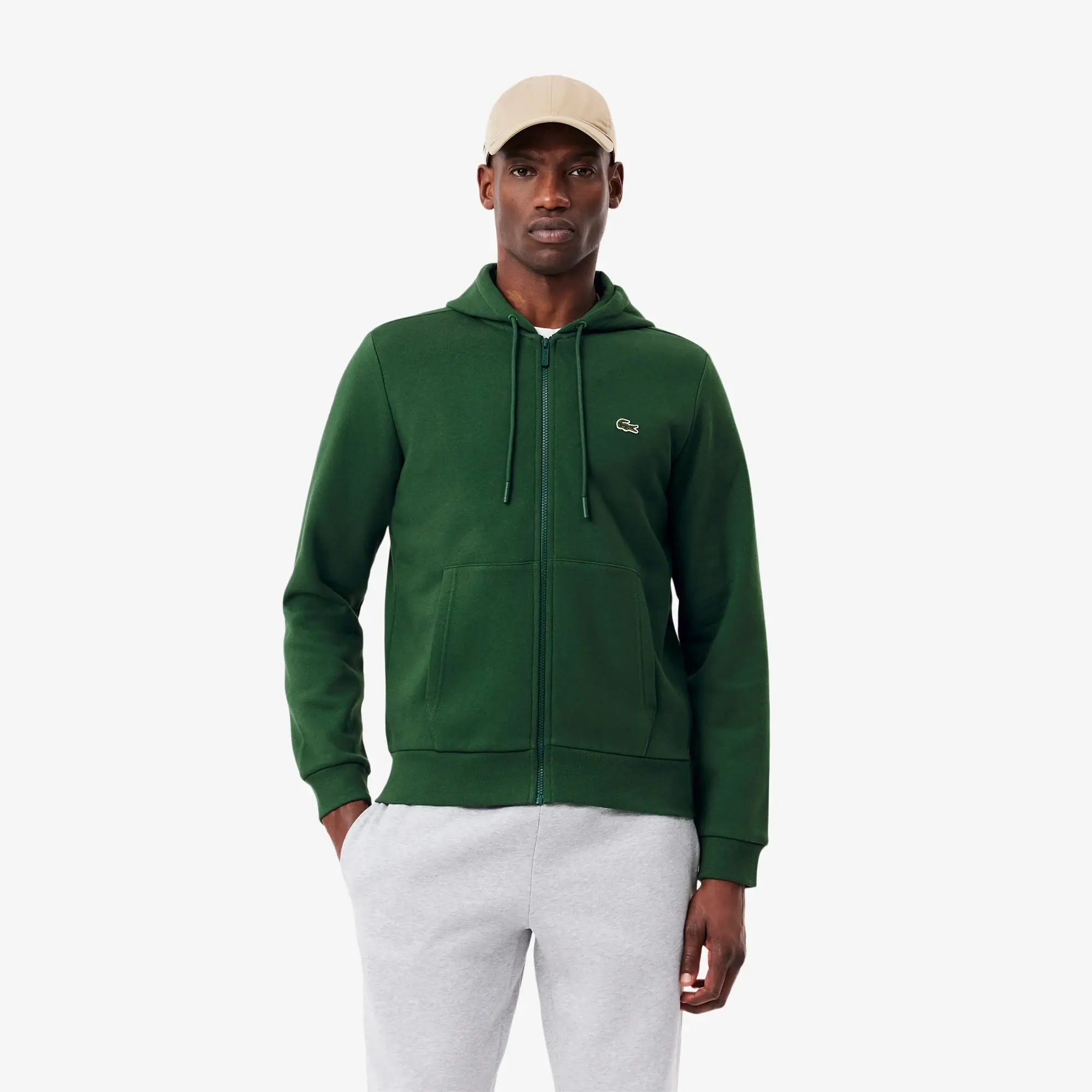 Lacoste Zip-Up Fleece Hoodie - Pine Green