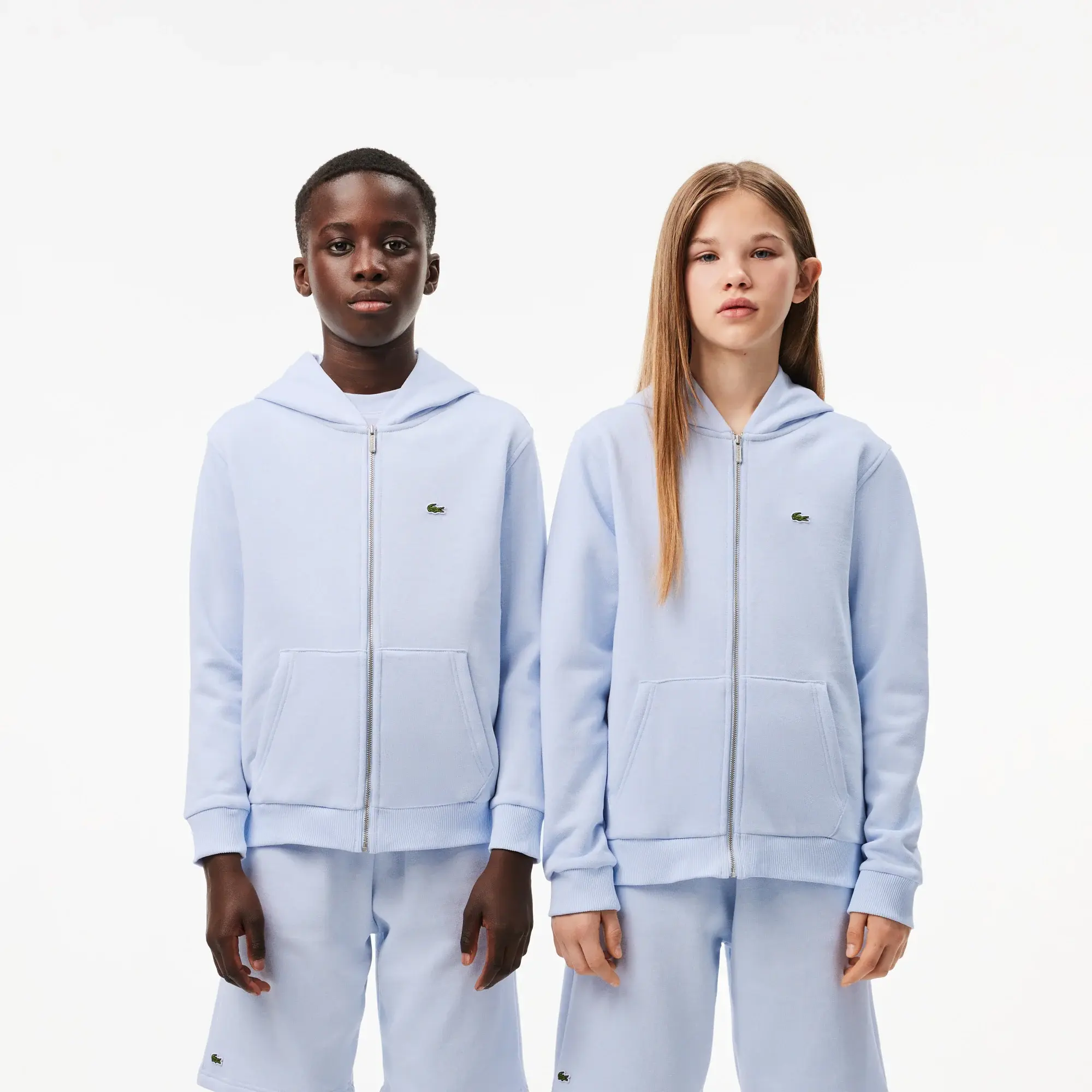 Lacoste Fleece Zip-Up Hoodie - Light Blue
