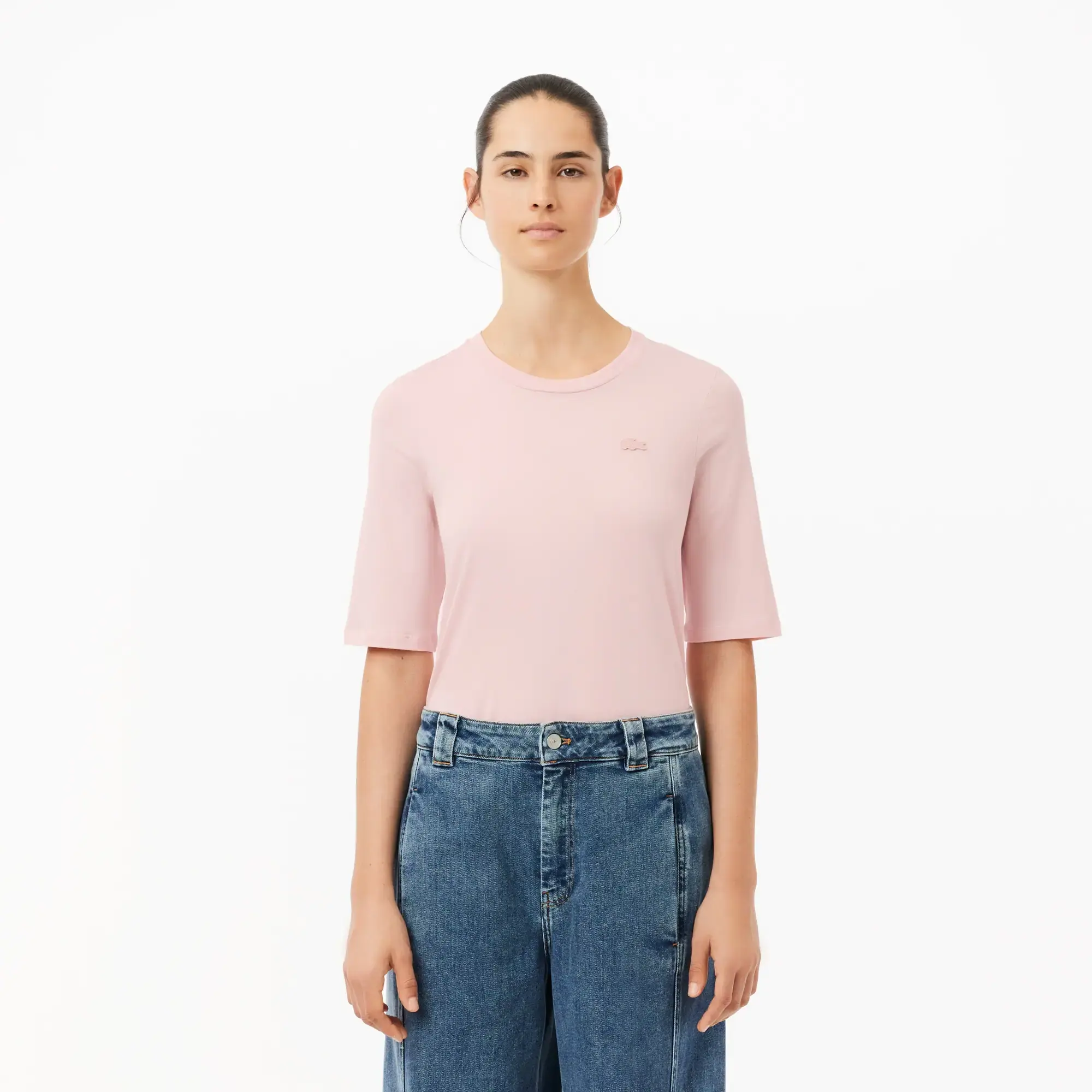 Lacoste Women’s Crew Neck Cotton T-shirt - Light Pink