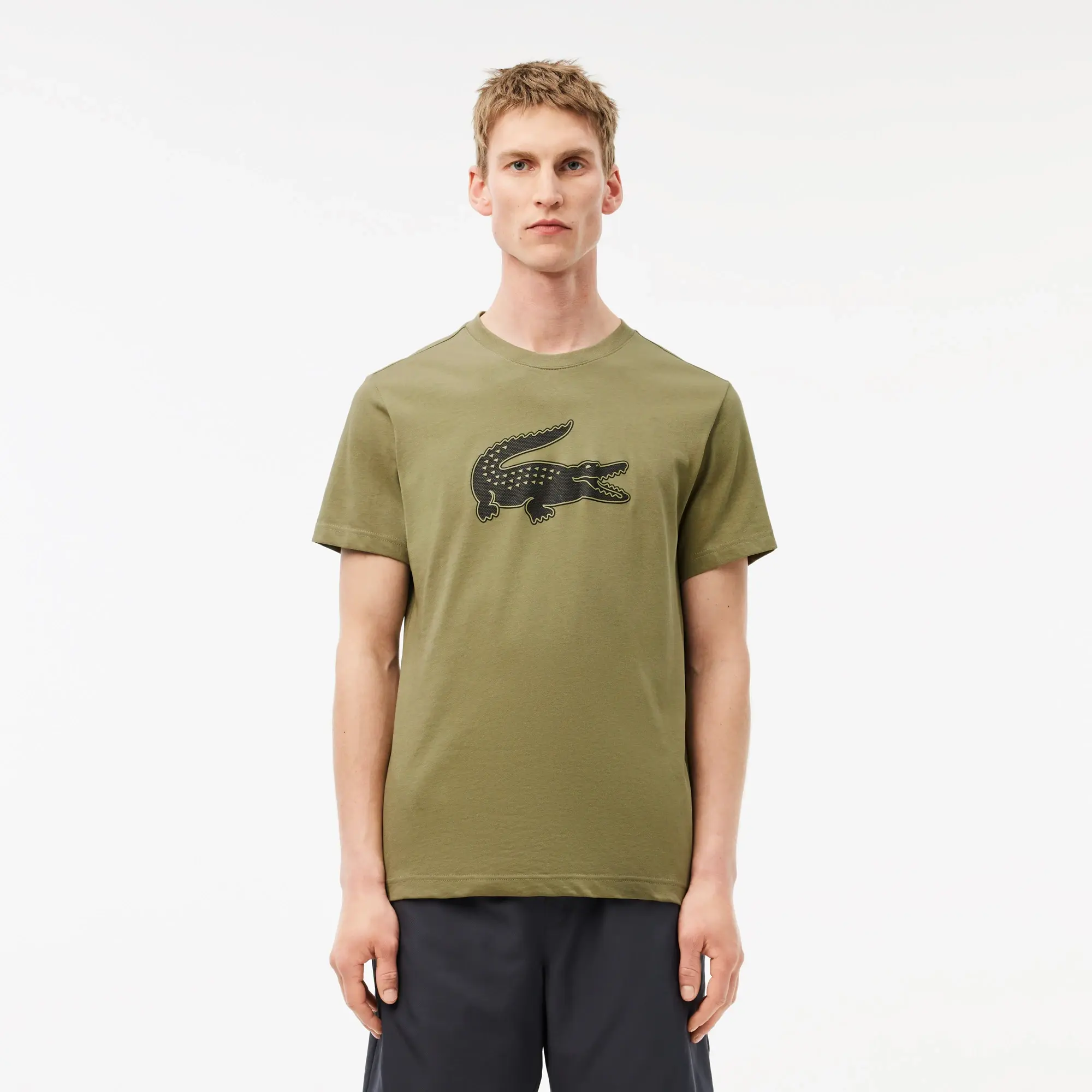 Lacoste Ultra Dry XXL Logo Sport T-shirt - Khaki Green / Black