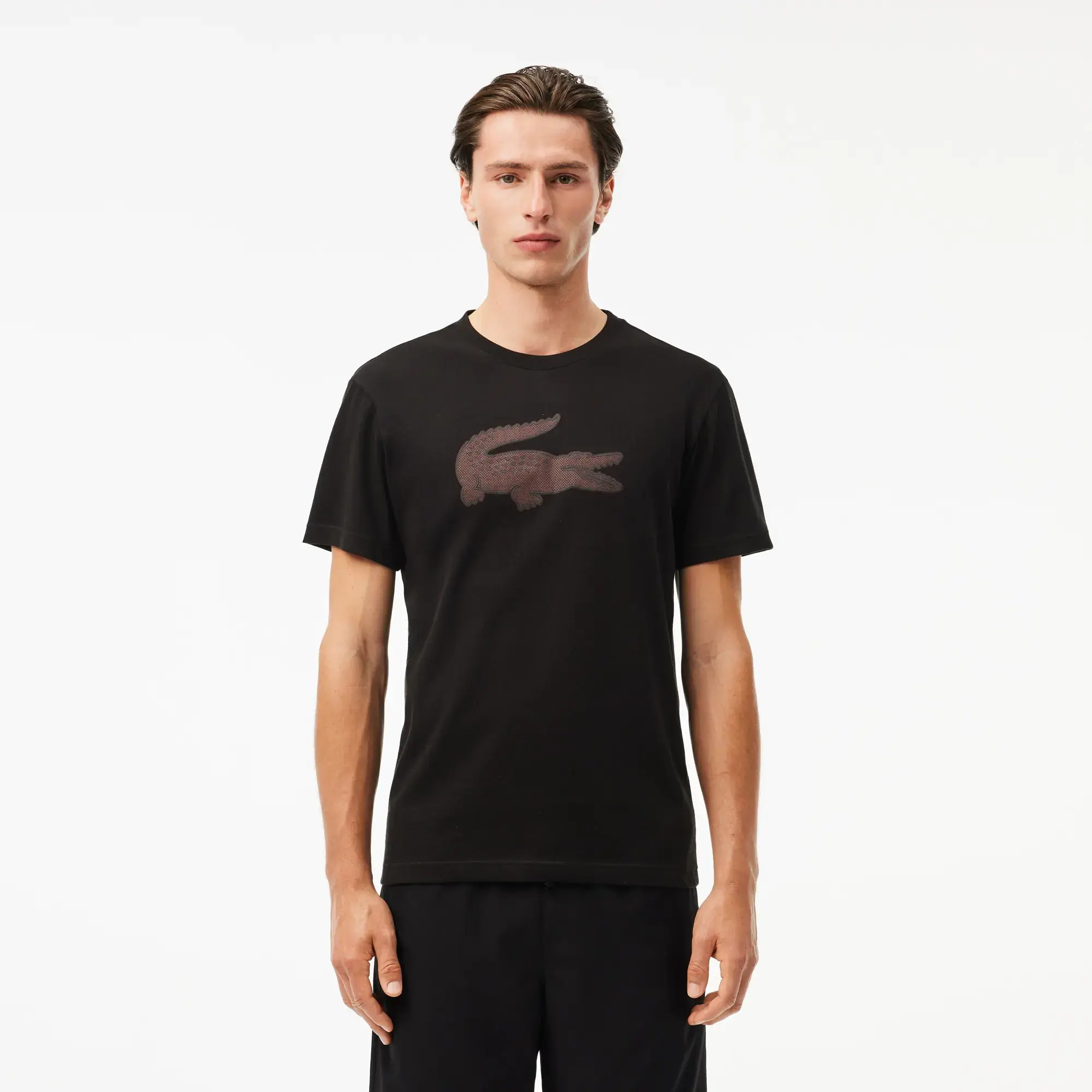 Lacoste Ultra Dry XXL Logo Sport T-shirt - Black / Bordeaux