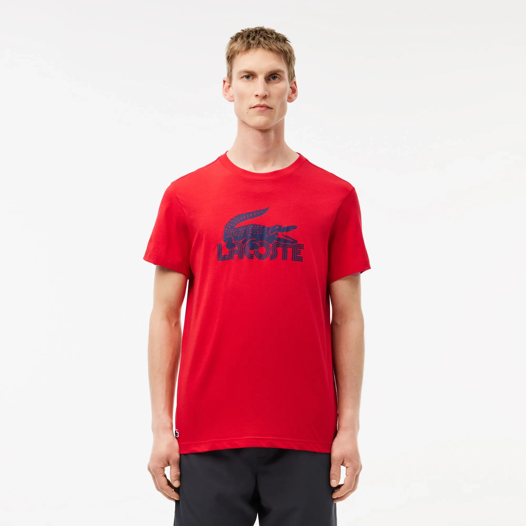 Lacoste Ultra Dry Cotton Sport T-shirt - Red / Navy Blue