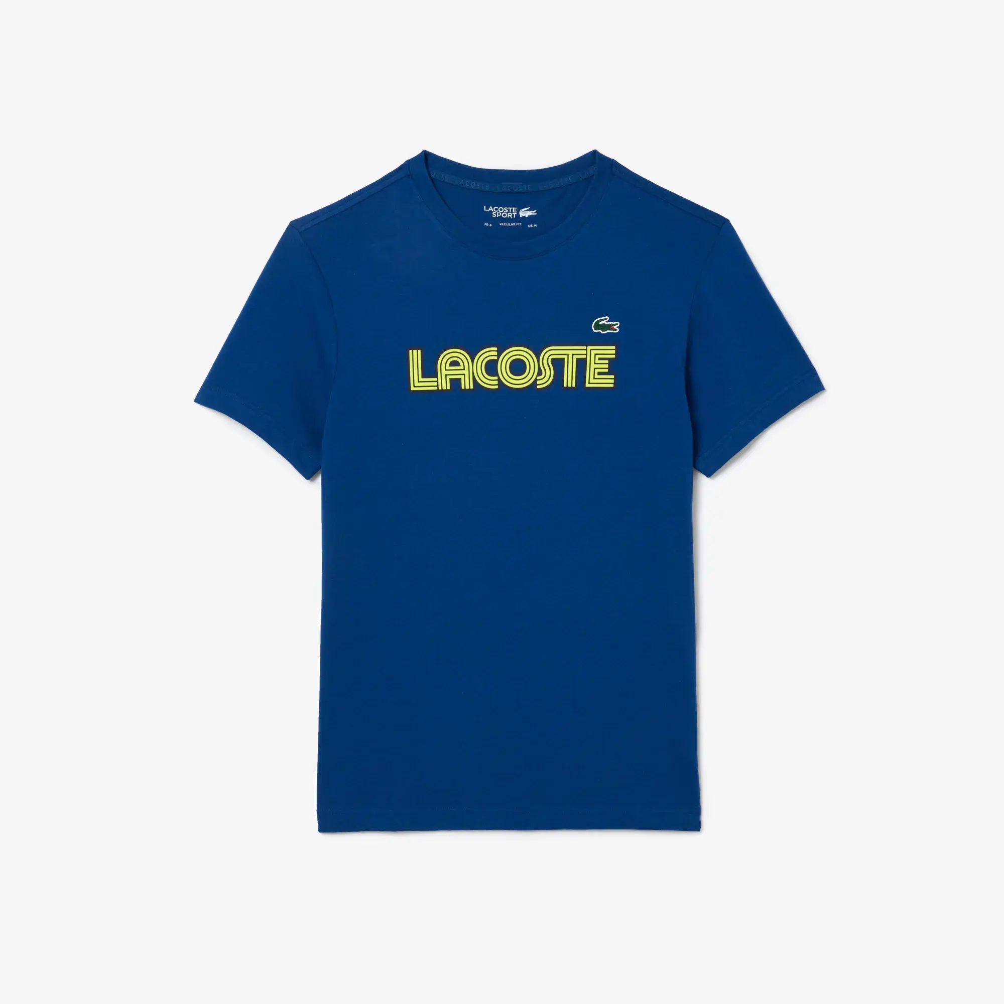Lacoste Ultra Dry Cotton Logo Sport T-shirt - Blue / Yellow / Navy Blue