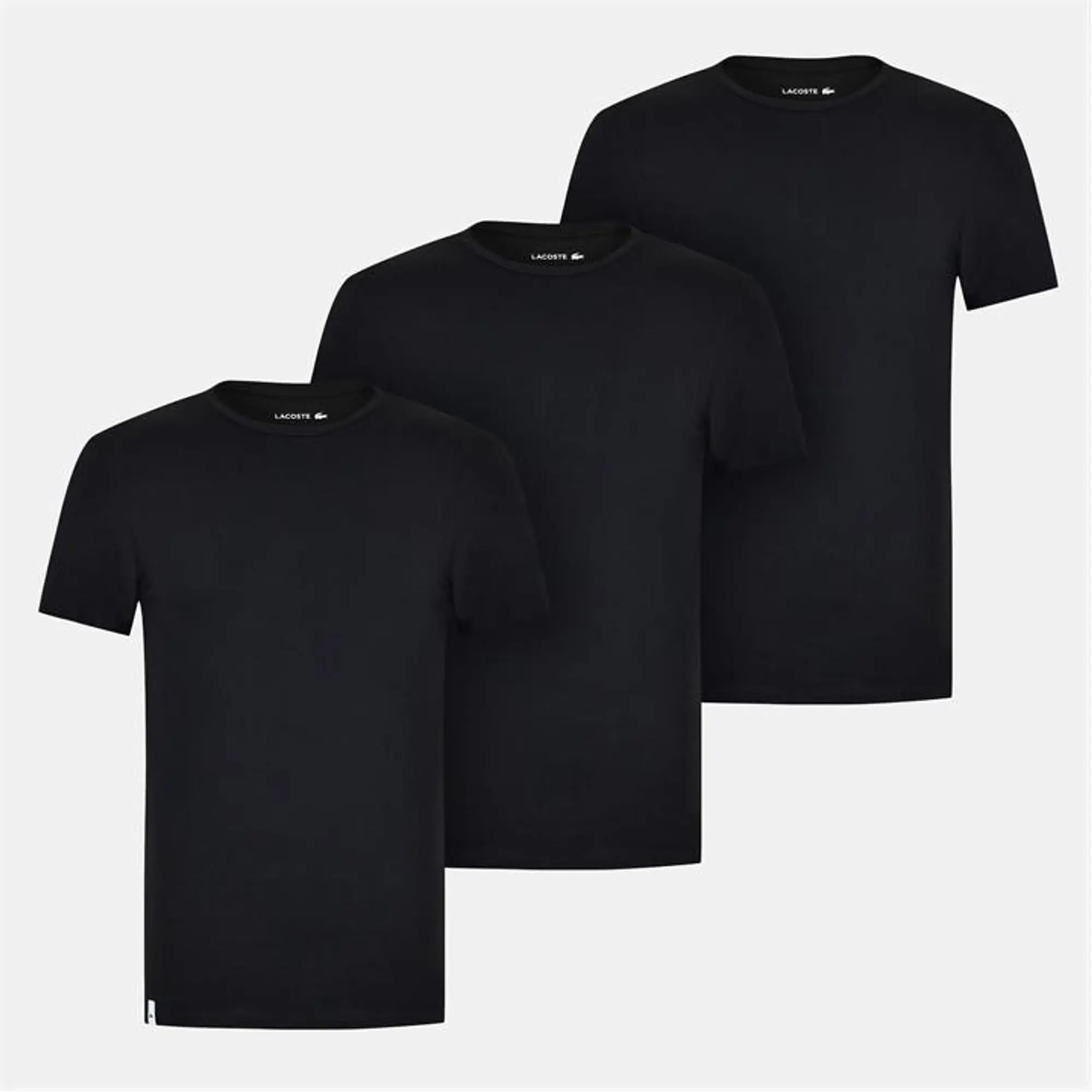 Lacoste 3-Pack Cotton Loungewear T-shirts - Black
