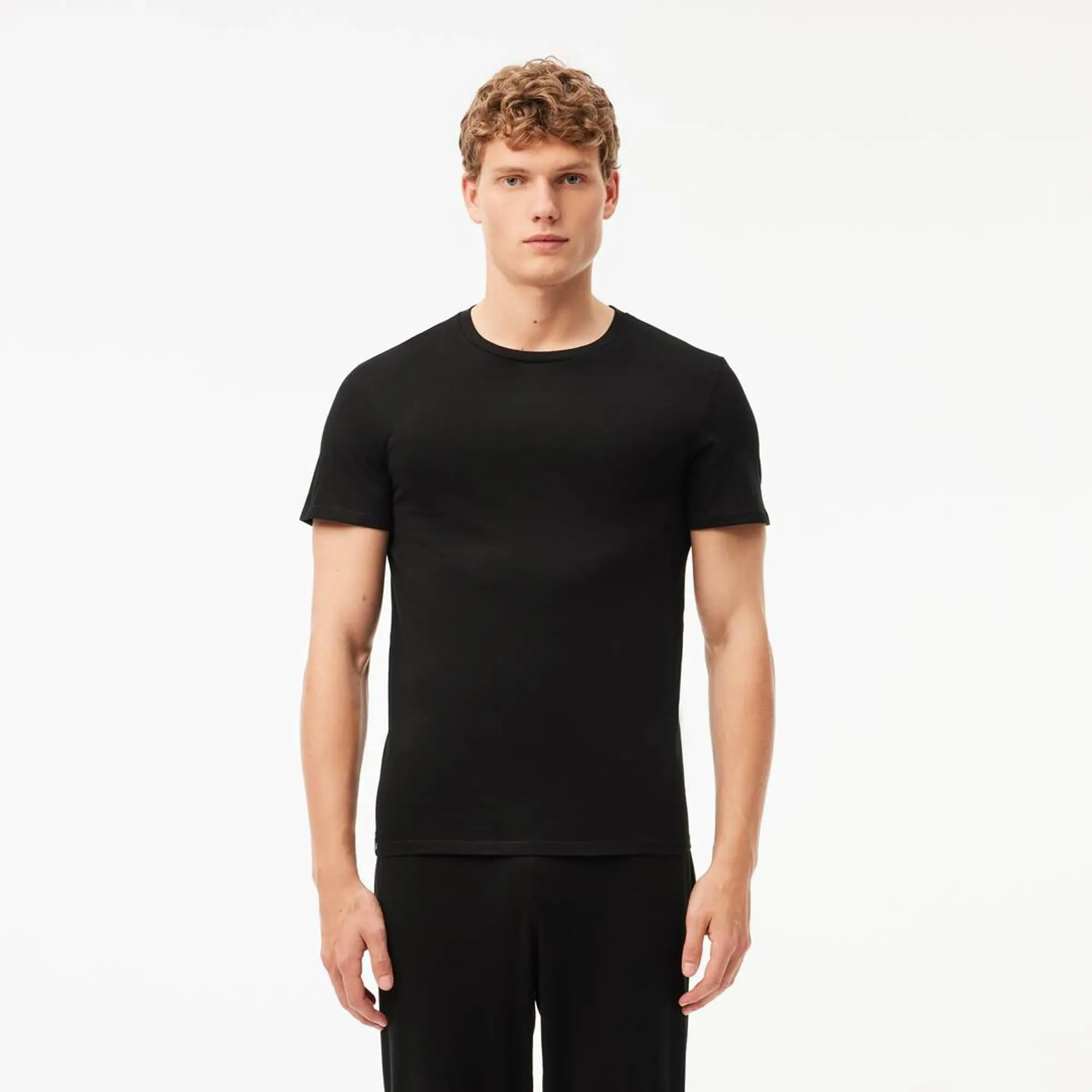 Lacoste 3-Pack Cotton Loungewear T-shirts - Black
