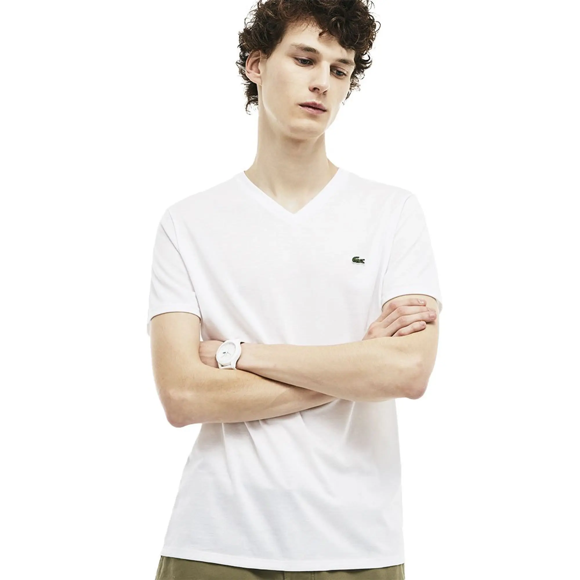 Lacoste Lightweight Cotton Pima V Neck T-shirt - White
