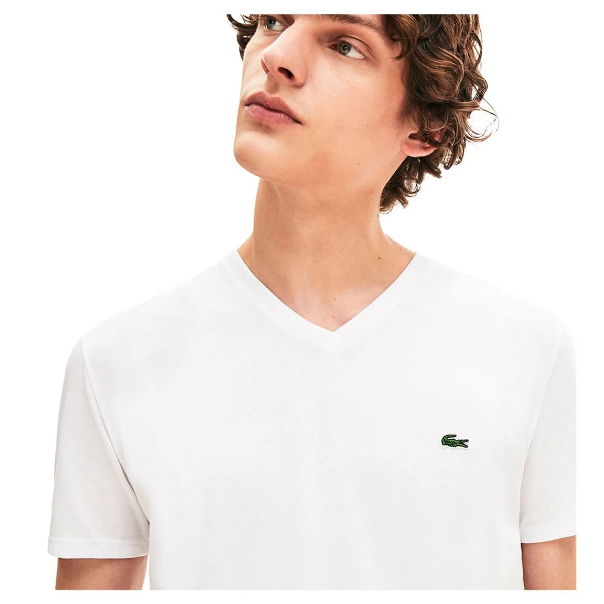 Lacoste Lightweight Cotton Pima V Neck T-shirt - White