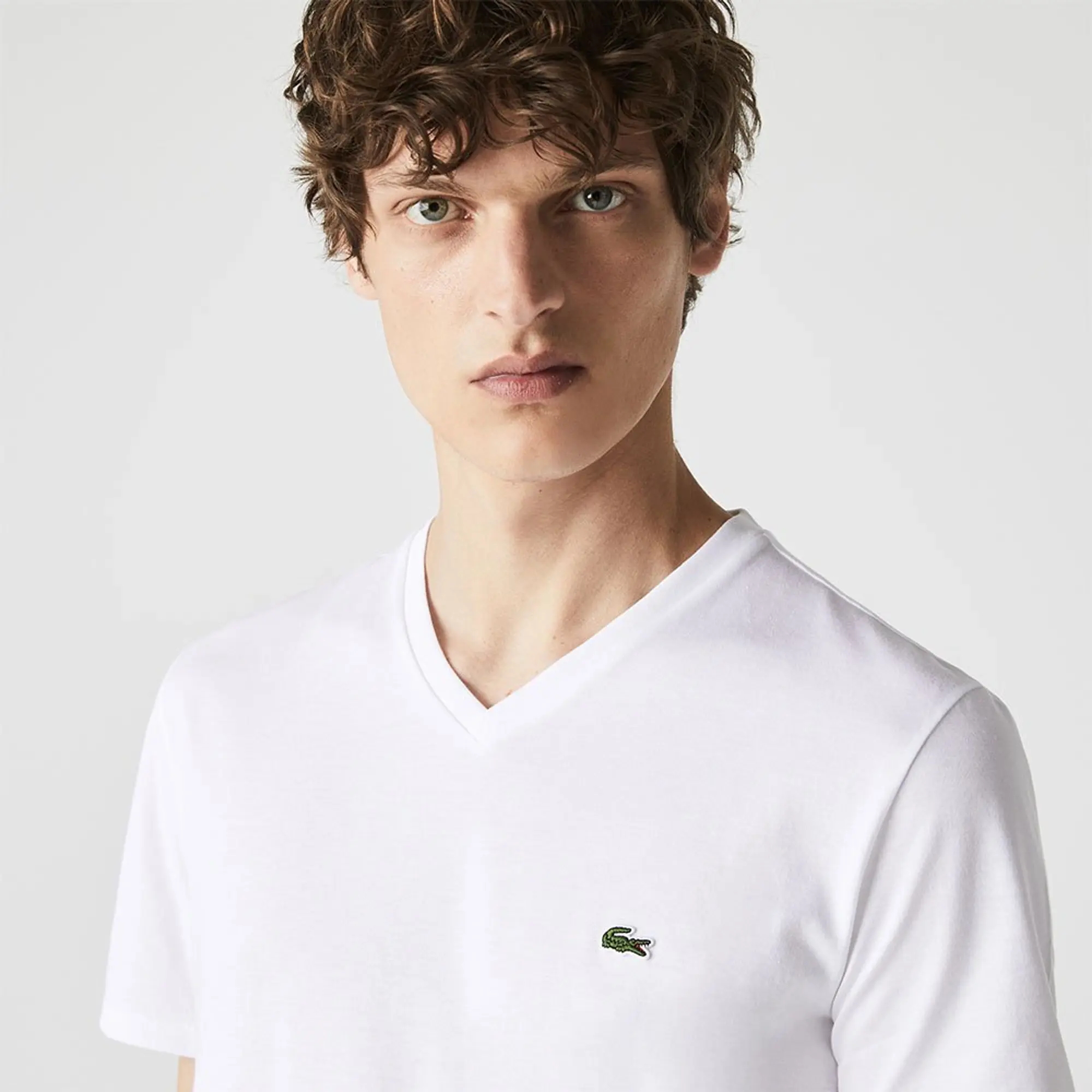 Lacoste Lightweight Cotton Pima V Neck T-shirt - White