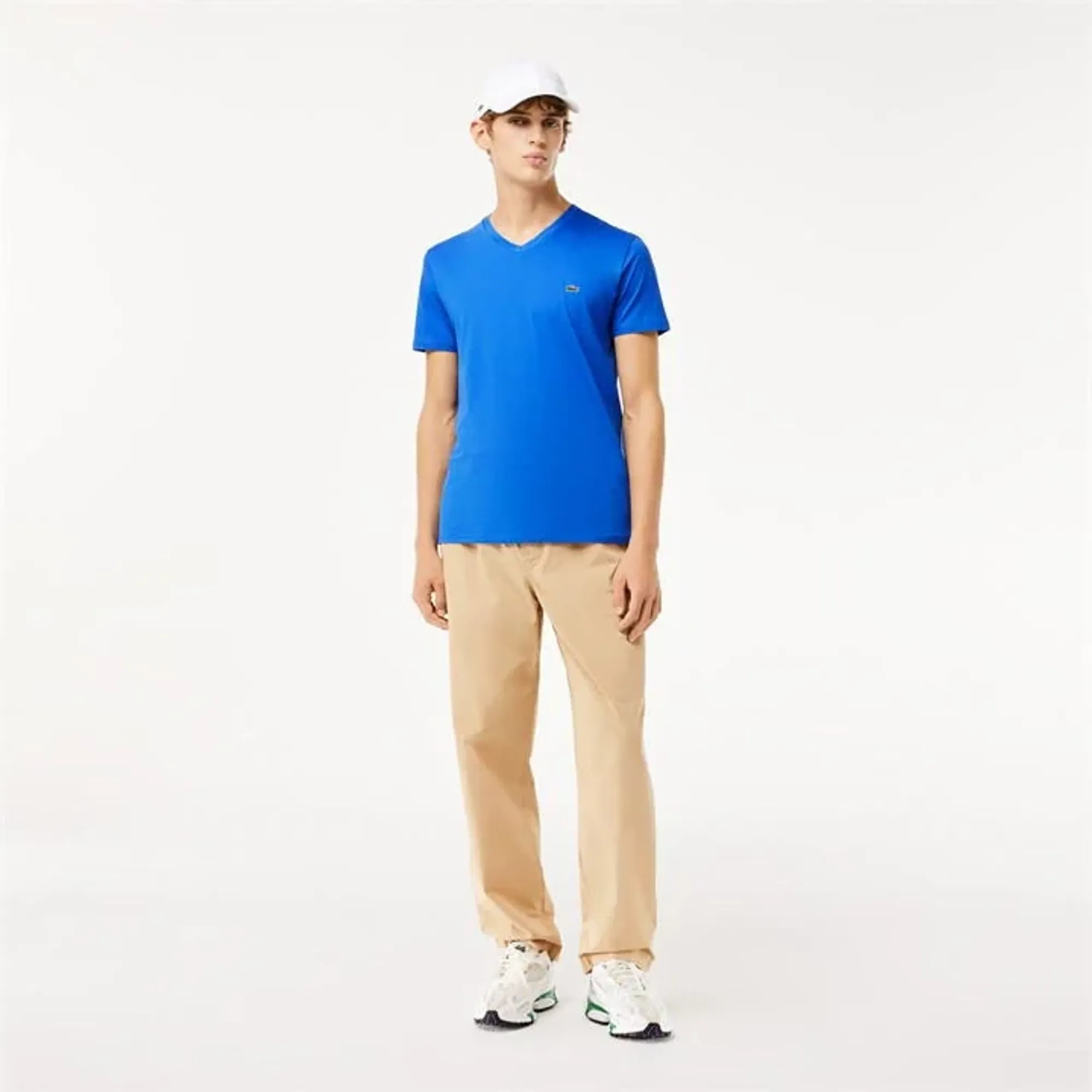 Lacoste V Neck Cotton Pima T-shirt - Saphir Blue