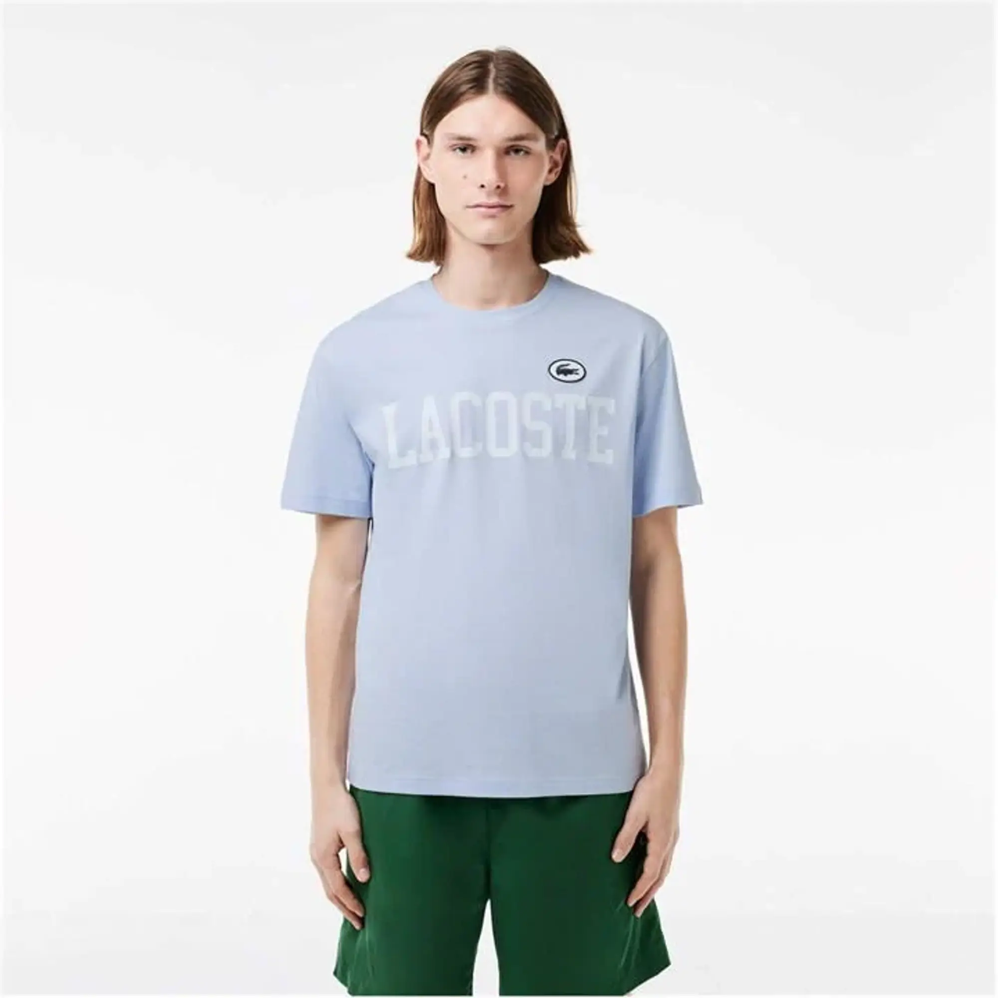 Lacoste Contrast Badge Cotton T-shirt - Light Blue