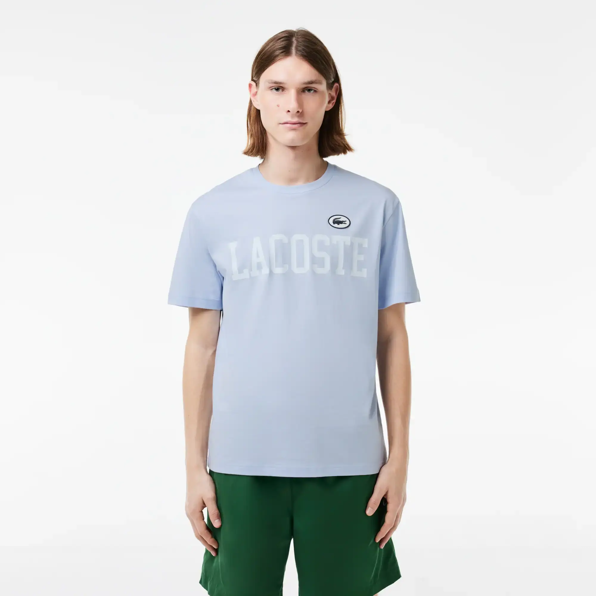 Lacoste Contrast Badge Cotton T-shirt - Light Blue