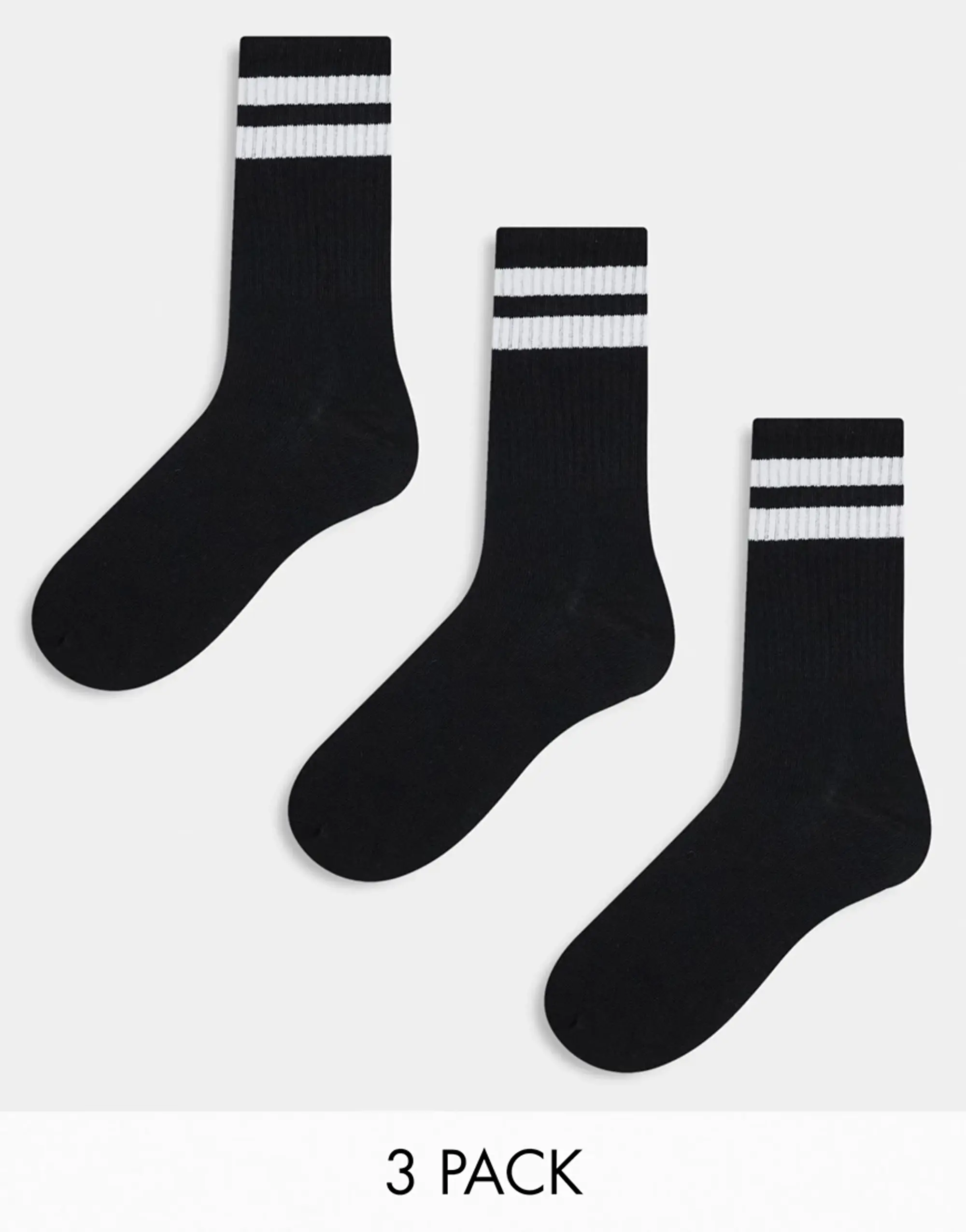 adidas Jack & Jones 3 Pack Striped Tennis Socks In White