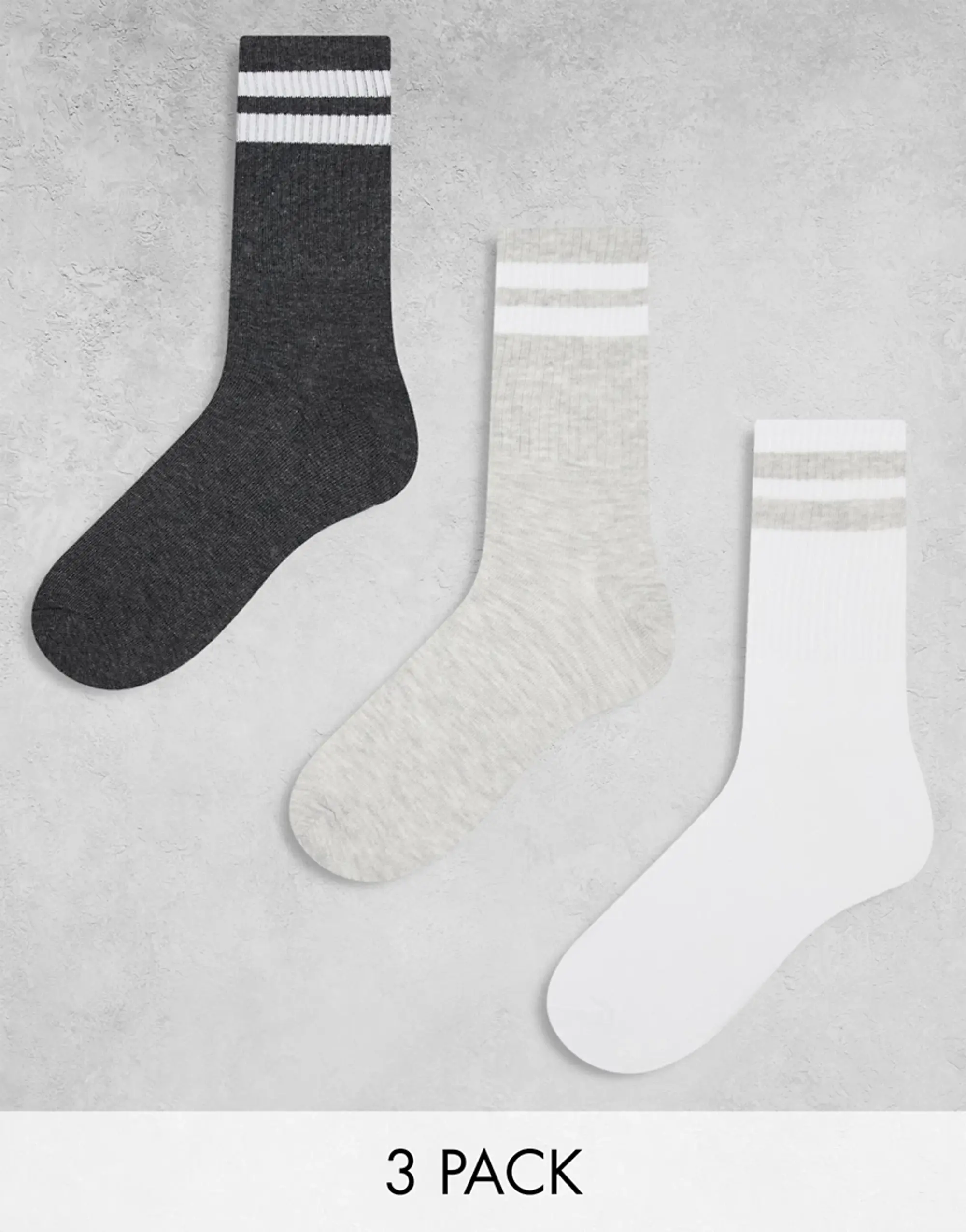 adidas Jack & Jones 3 Pack Striped Tennis Socks In White