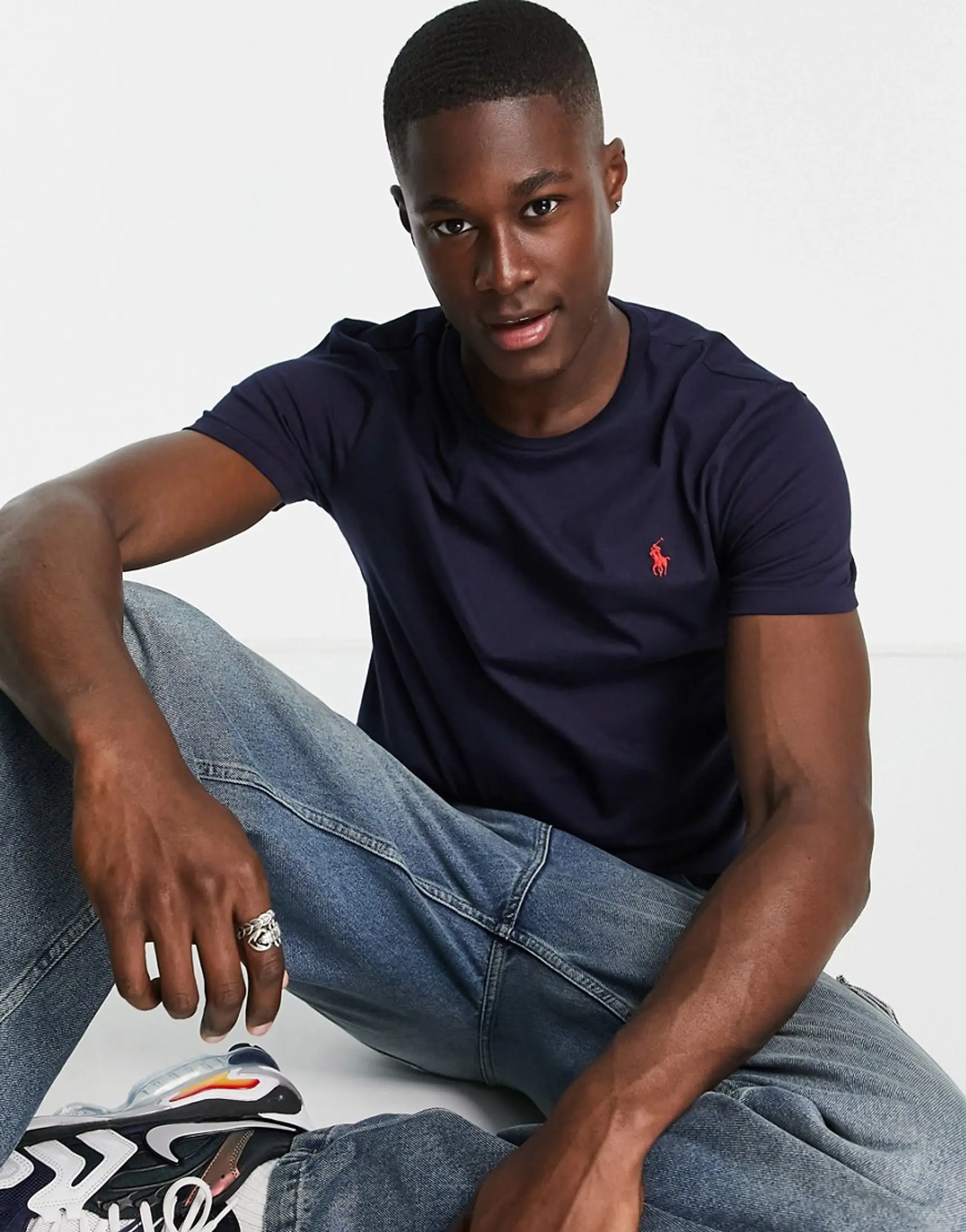 Polo Ralph Lauren  T-SHIRT AJUSTE COL ROND EN COTON LOGO PONY PLAYER  men's T shirt in Marine